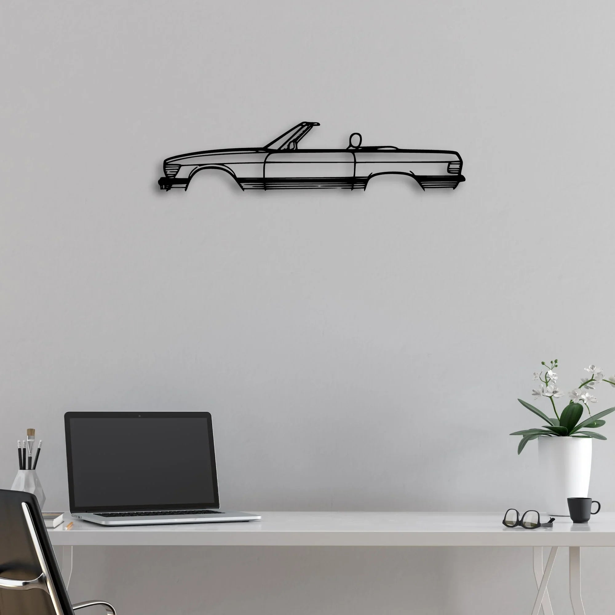 SL 1986 Classic Silhouette Metal Wall Art - Automotive Garage Decor