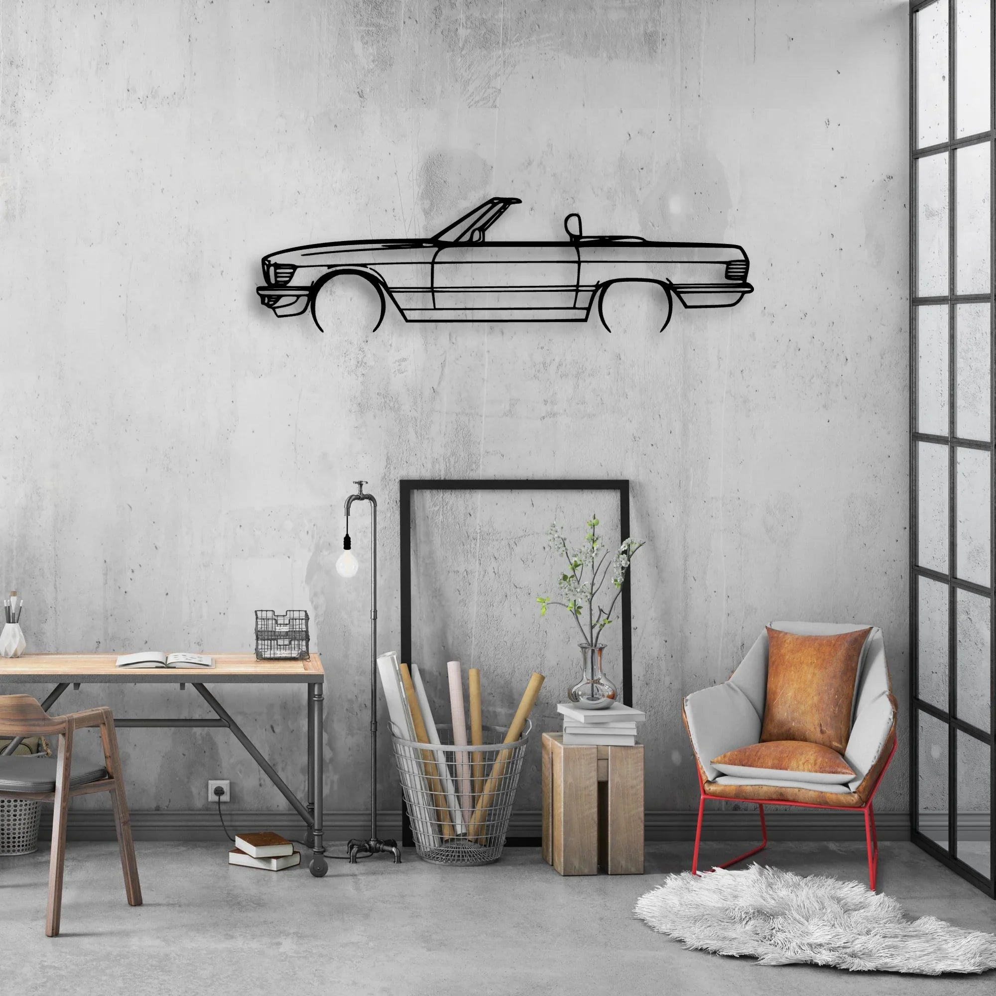 SL 1987 Classic Silhouette Metal Wall Art - Automotive Garage Decor