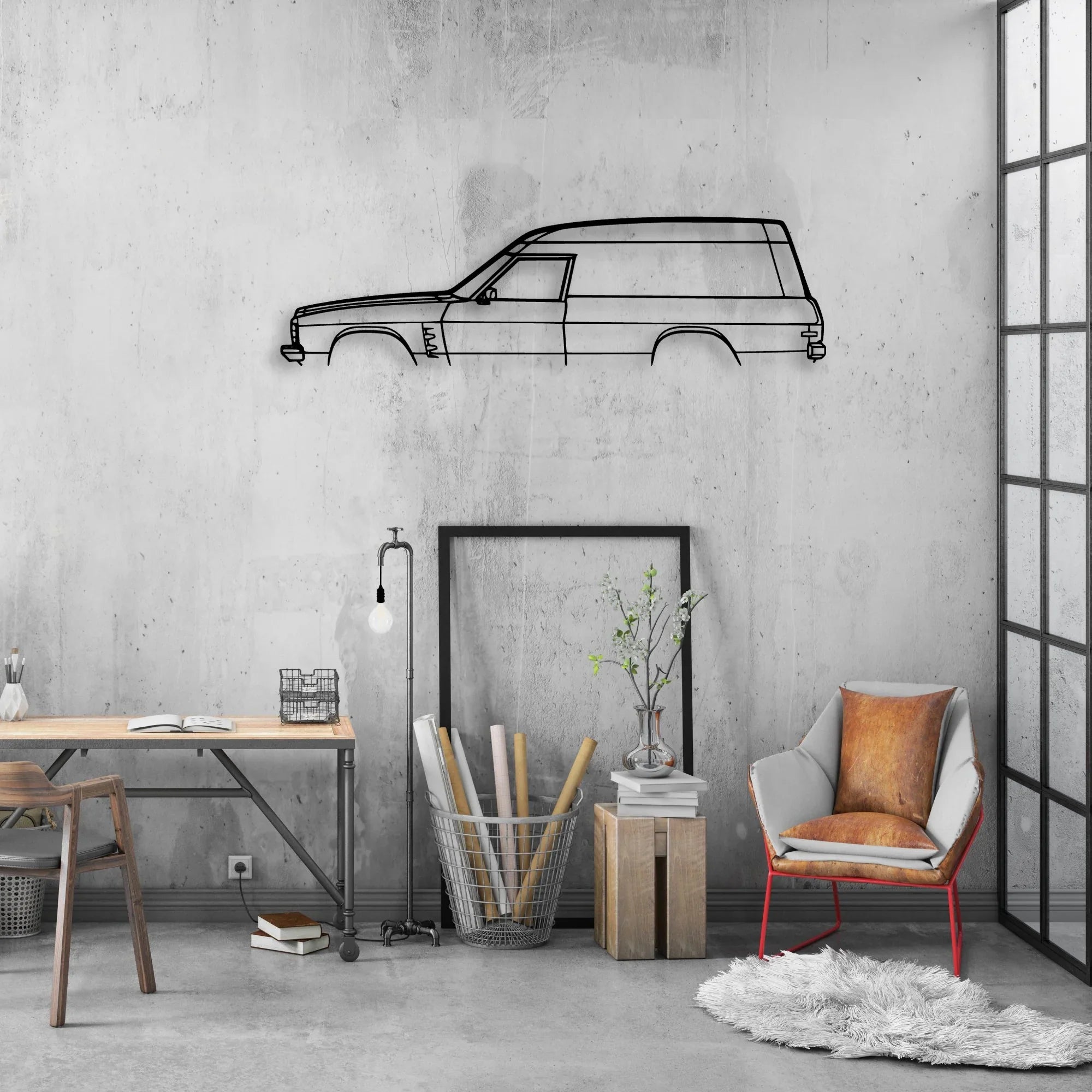 Sandman Panelvan 1975 Classic Silhouette Metal Wall Art - Automotive Garage Decor