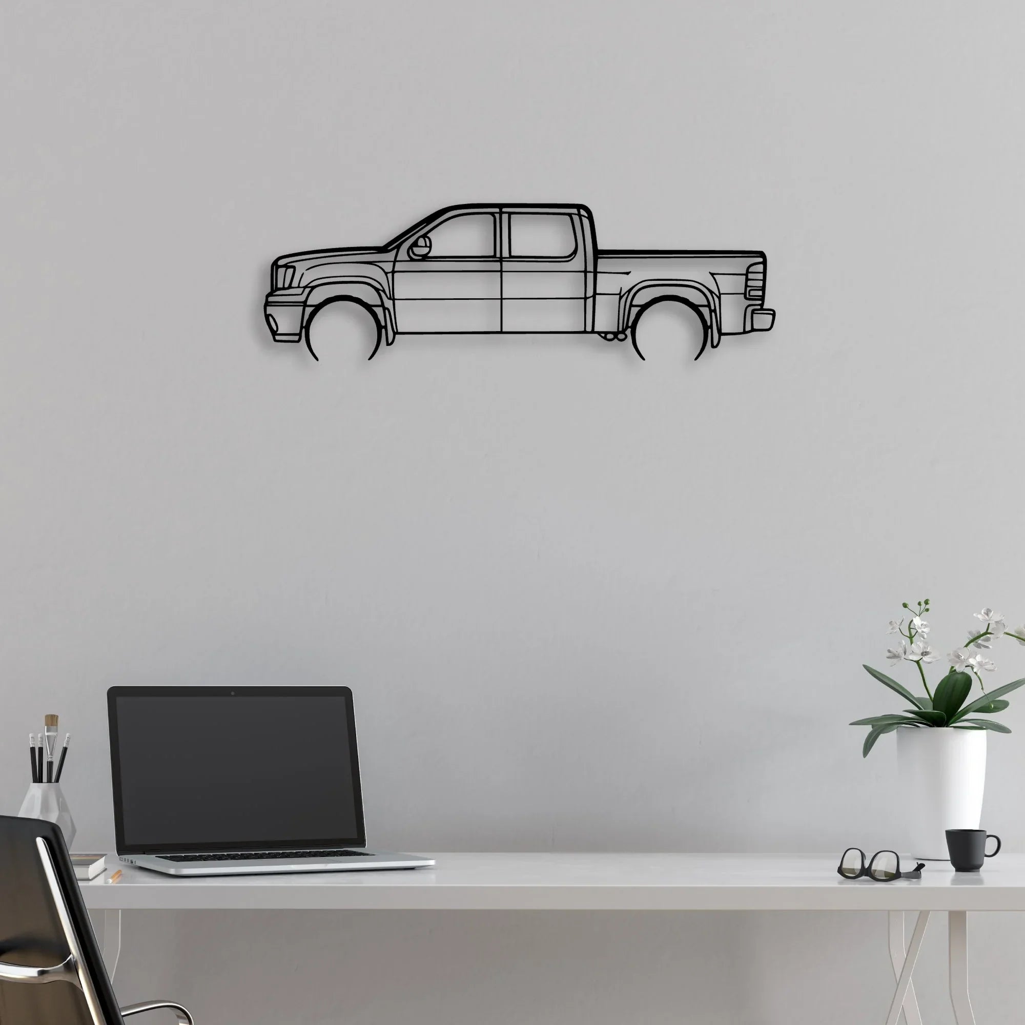 Sierra 1500 2013 Classic Silhouette Metal Wall Art - Automotive Garage Decor