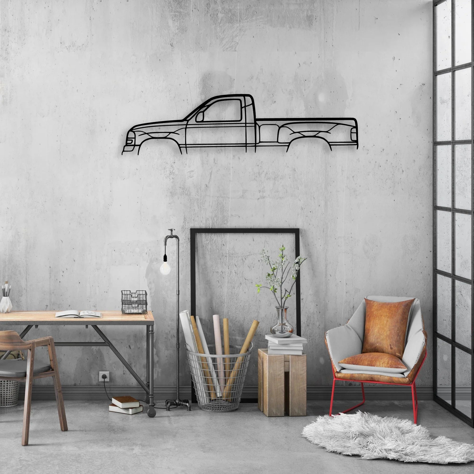 Sierra Single Cab Classic Silhouette Metal Wall Art - Automotive Garage Decor