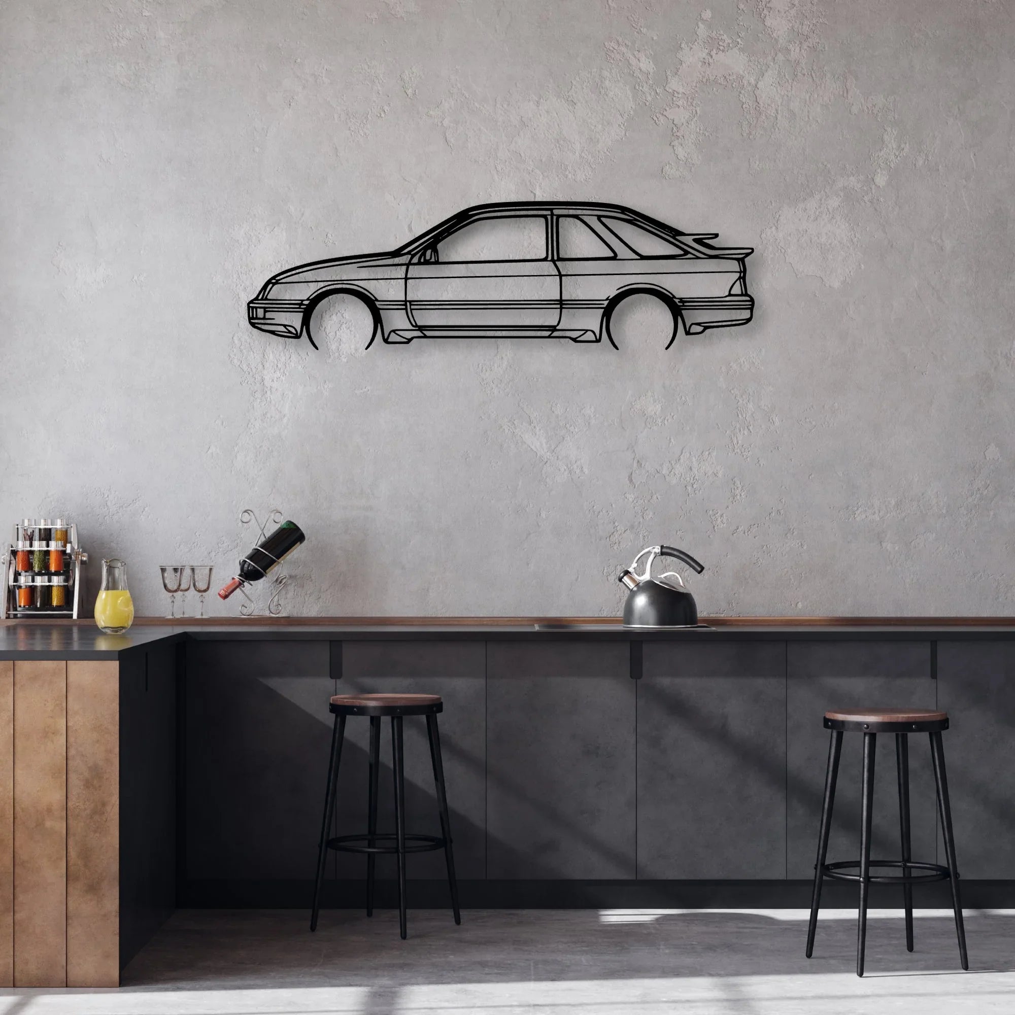 Sierra XR4i 1983 Classic Silhouette Metal Wall Art - Automotive Garage Decor