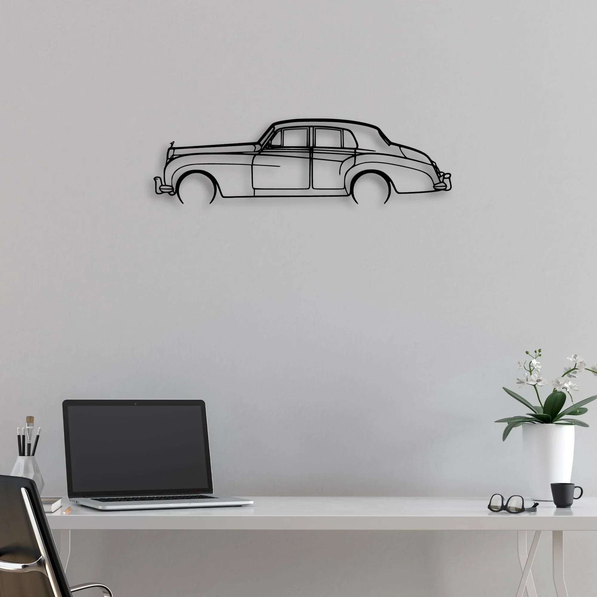 Silver Cloud 2 Classic Silhouette Metal Wall Art - Automotive Garage Decor