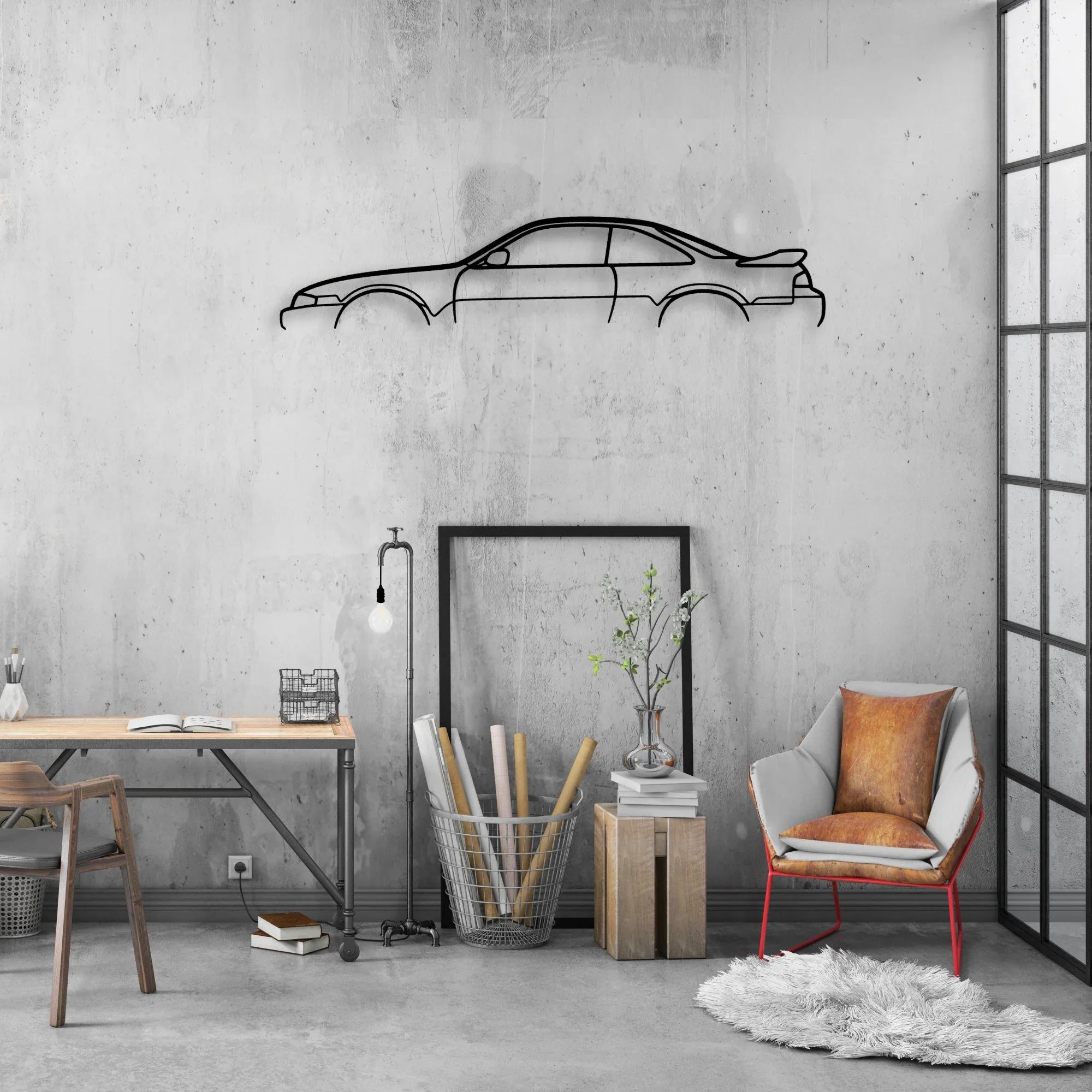 Silvia S14 200sx Classic Silhouette Metal Wall Art - Automotive Garage Decor