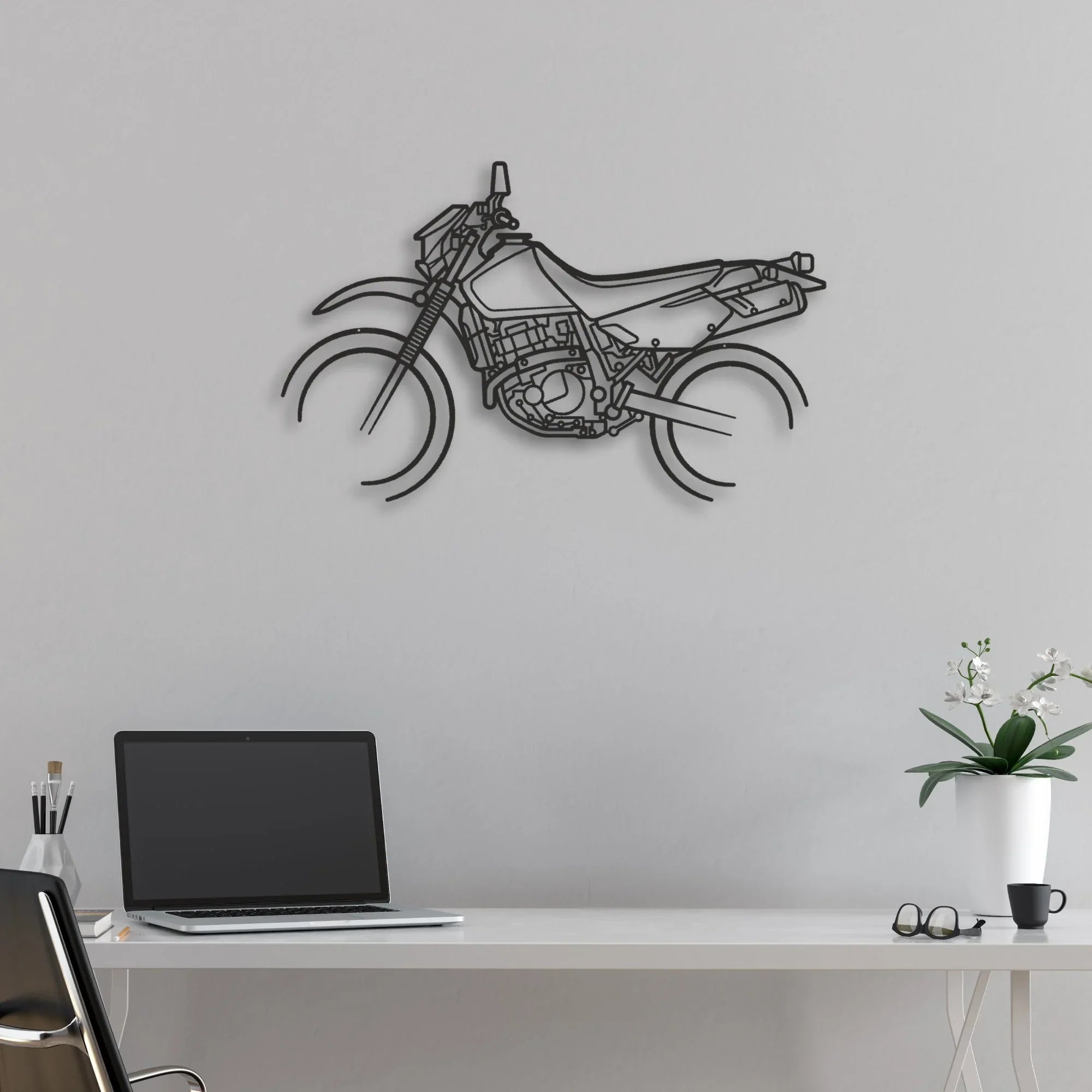 Suzuki DR650 Classic Motorcycle Silhouette Metal Wall Art - Moto Garage Decor