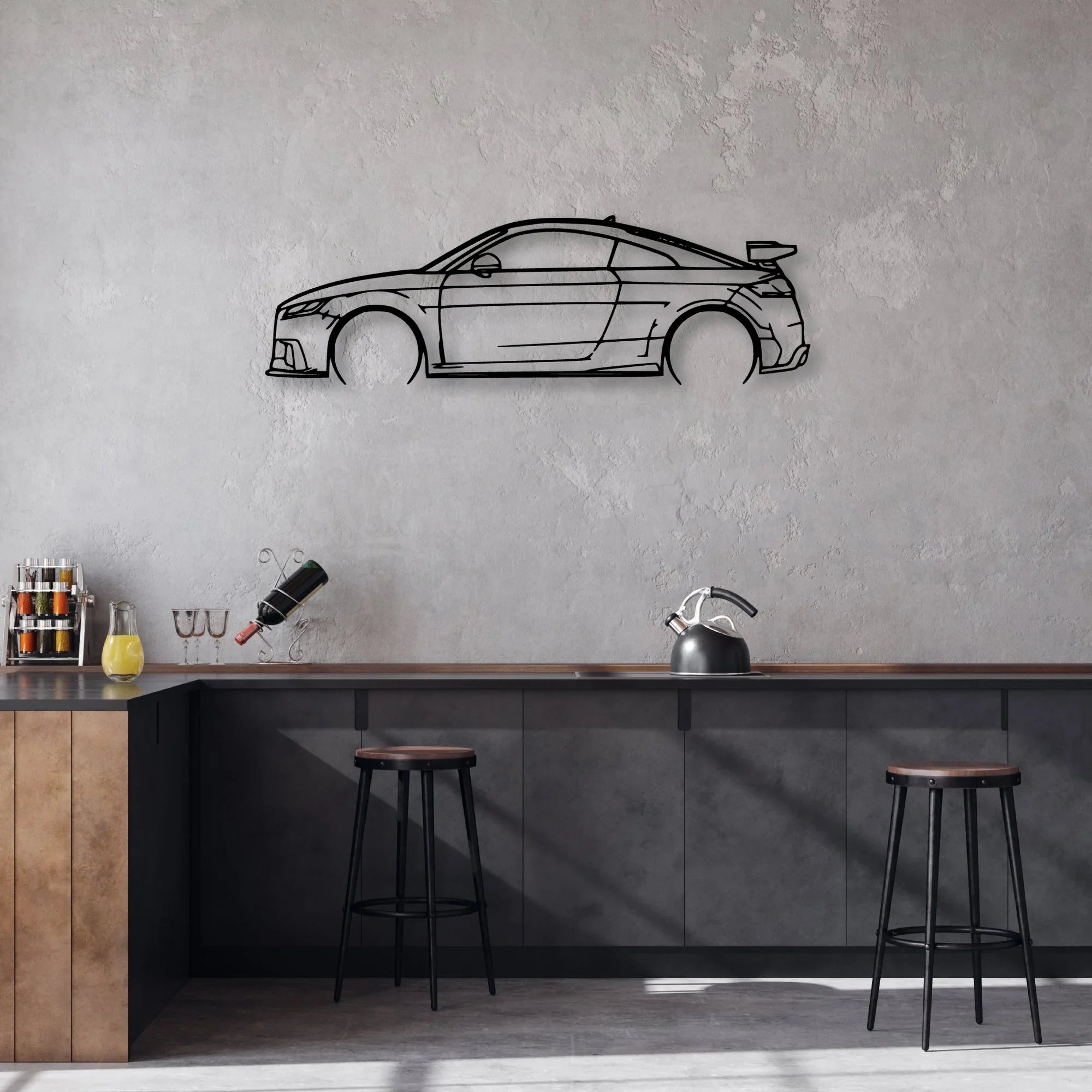 TT RS 2018 Classic Silhouette Metal Wall Art - Automotive Garage Decor