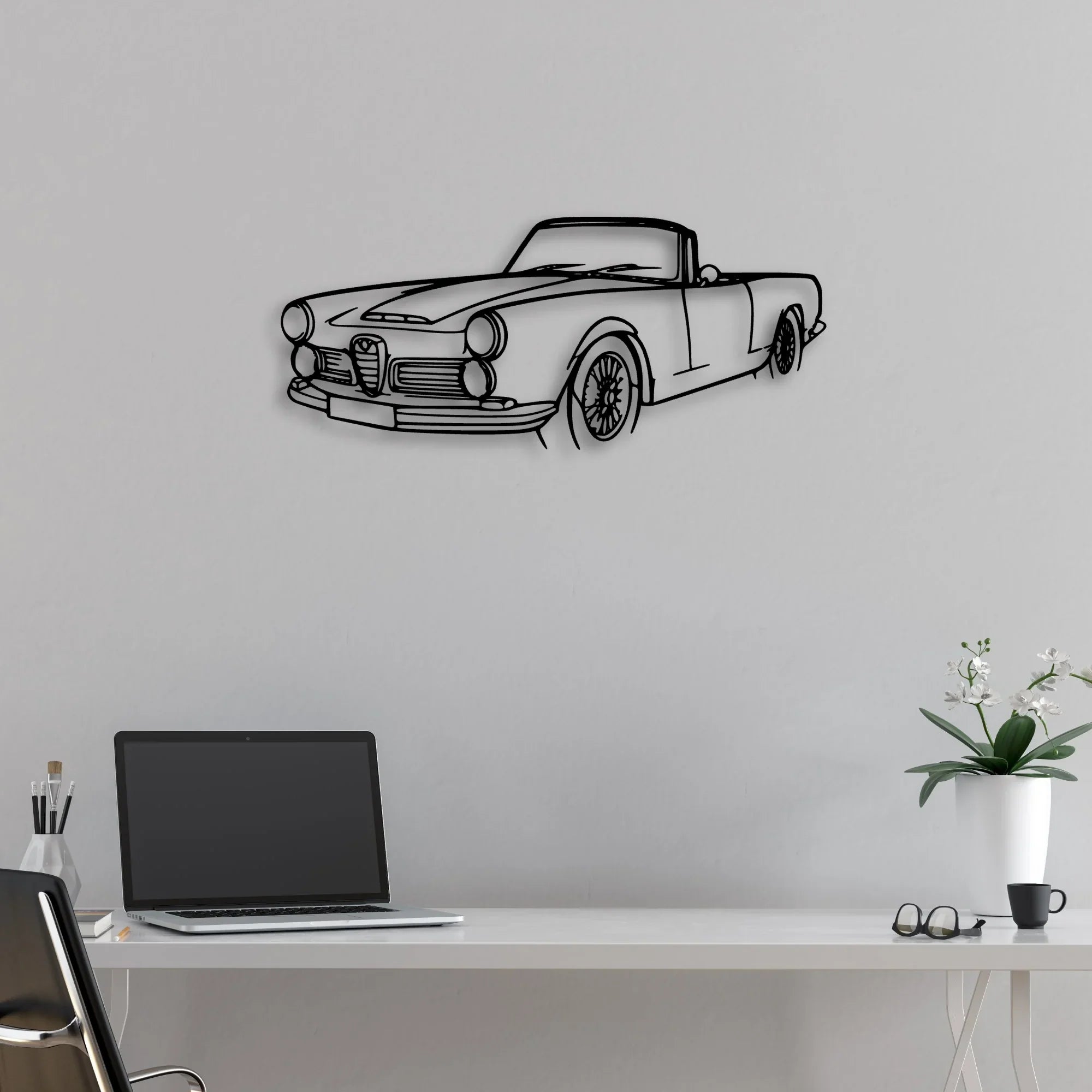 Touring Spider 1960 Angle Classic Silhouette Metal Wall Art - Automotive Garage Decor