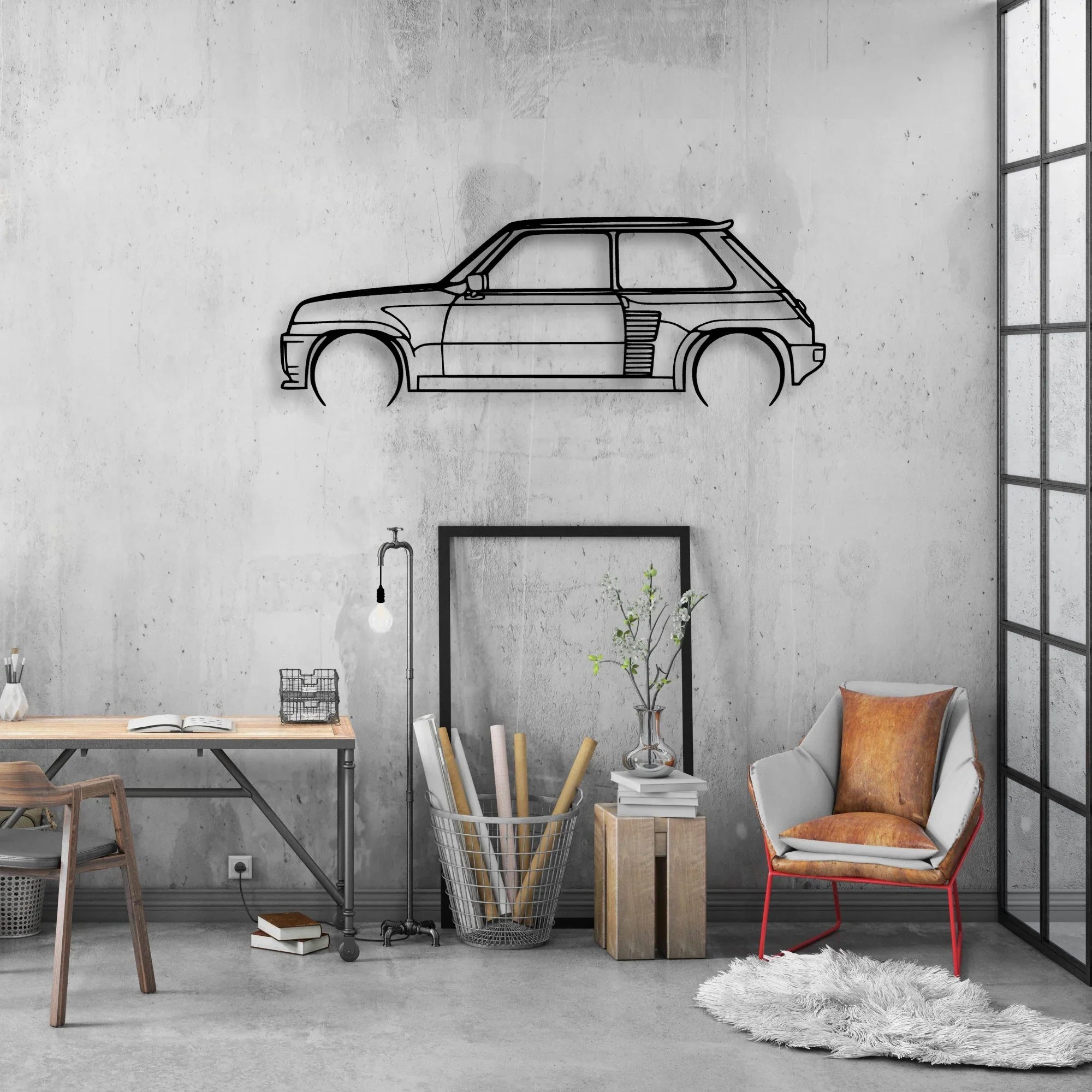 Turbo 2 1983 Classic Silhouette Metal Wall Art - Automotive Garage Decor