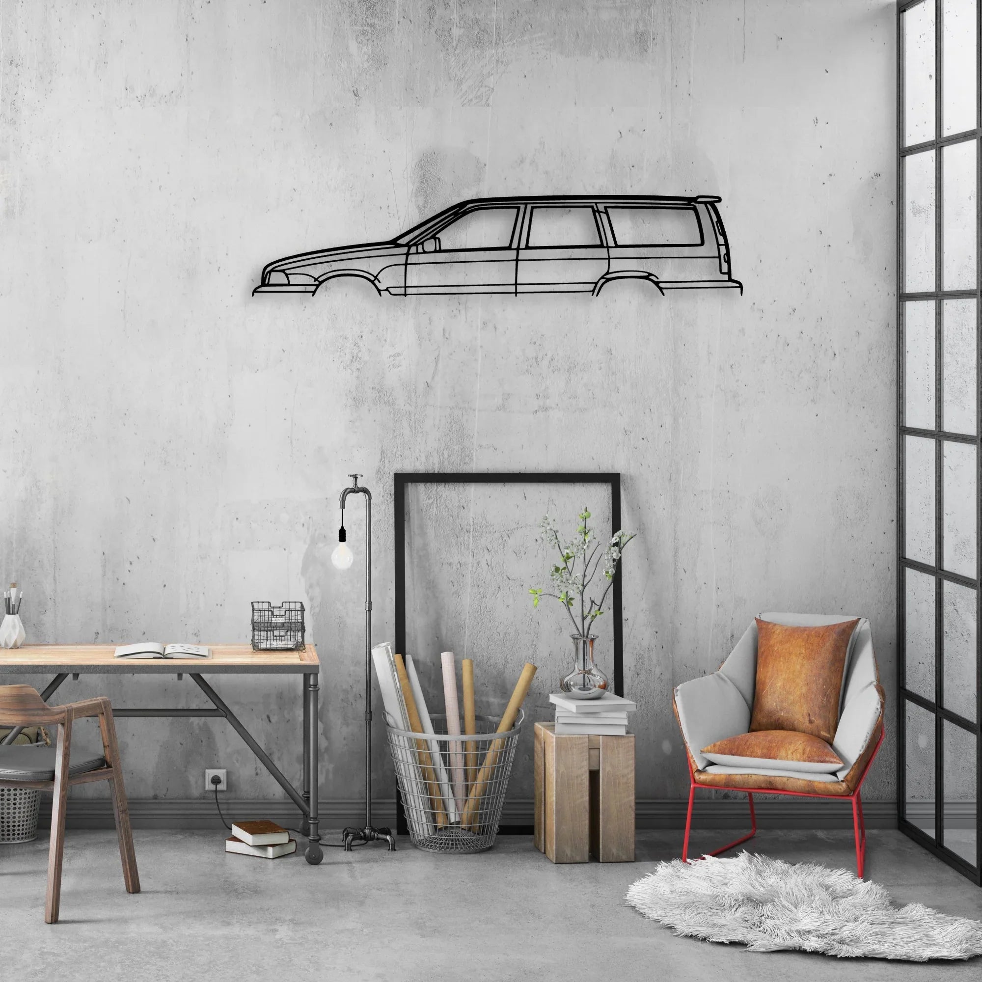 V70 1999 Classic Silhouette Metal Wall Art - Automotive Garage Decor