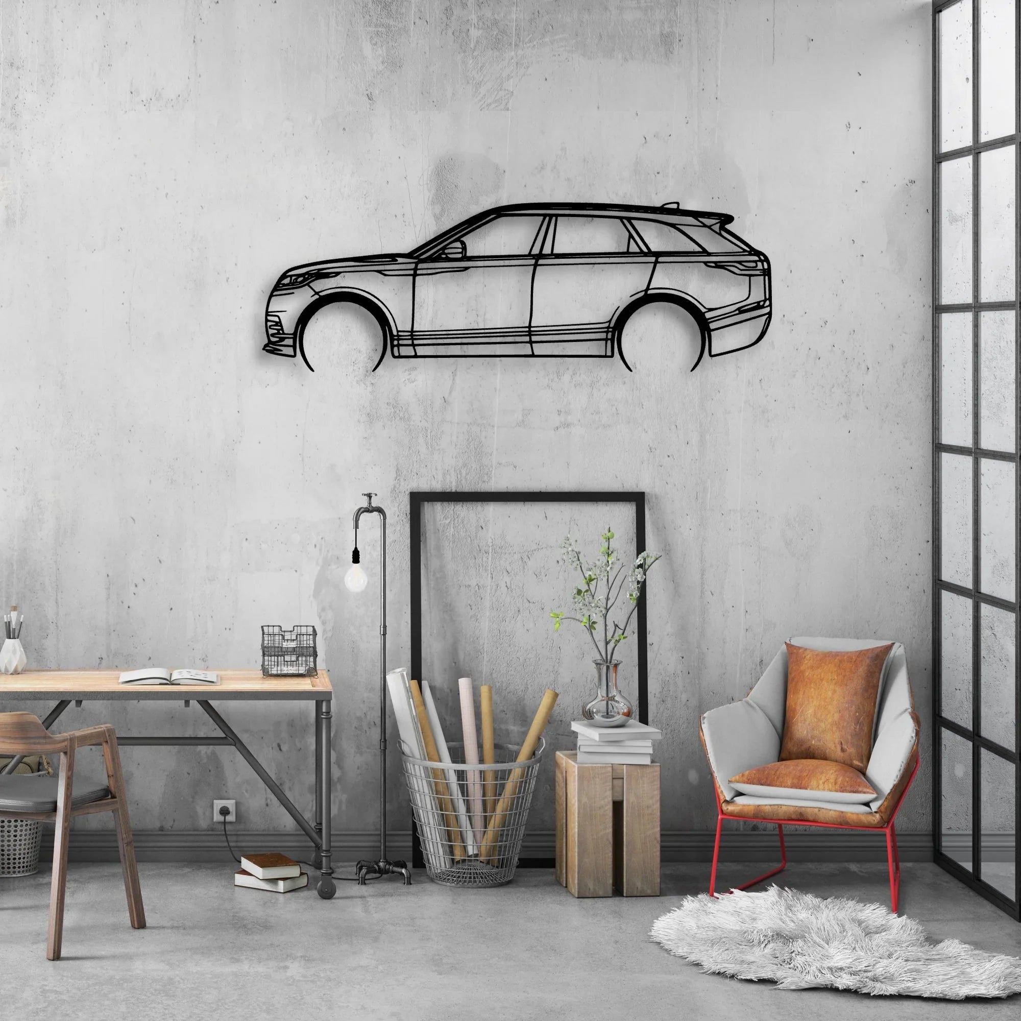 Velar 2020 Classic Silhouette Metal Wall Art - Automotive Garage Decor