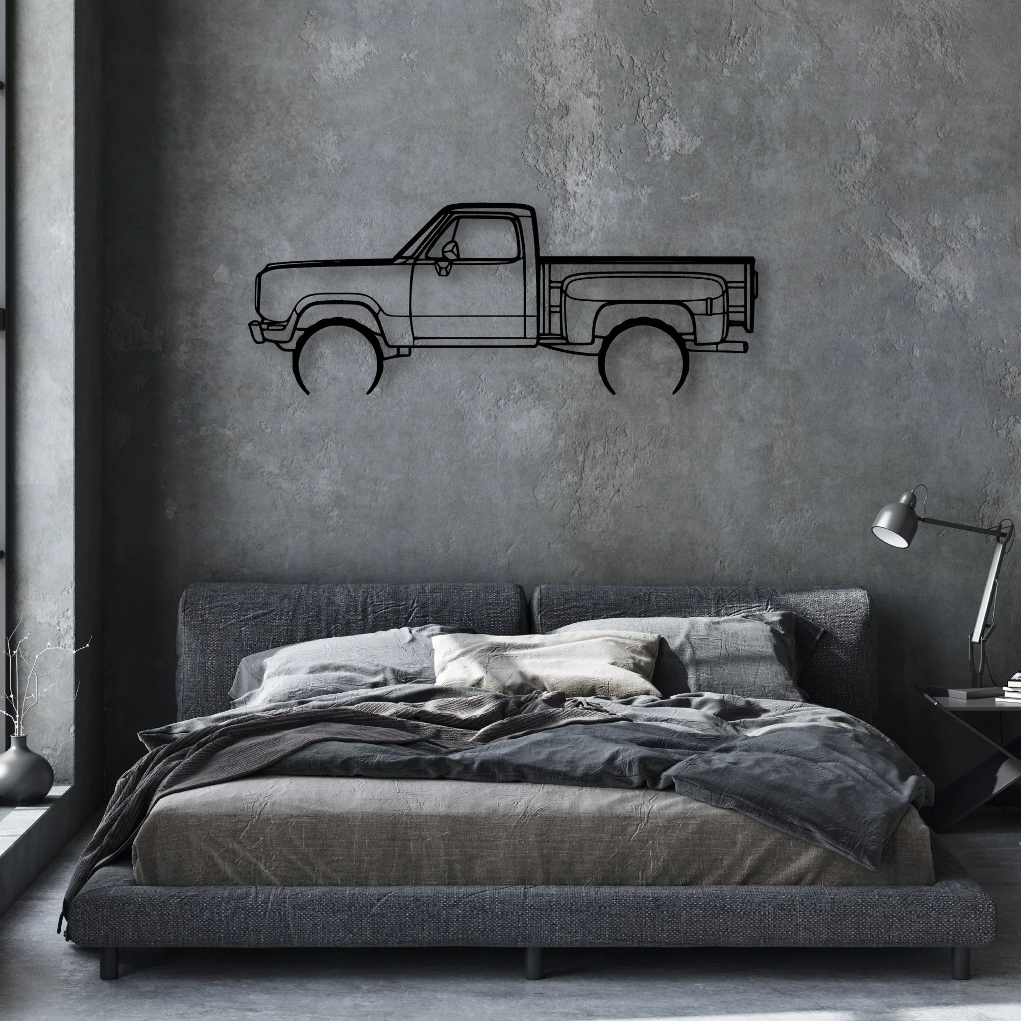 W150 Stepside 1977 Classic Silhouette Metal Wall Art - Automotive Garage Decor