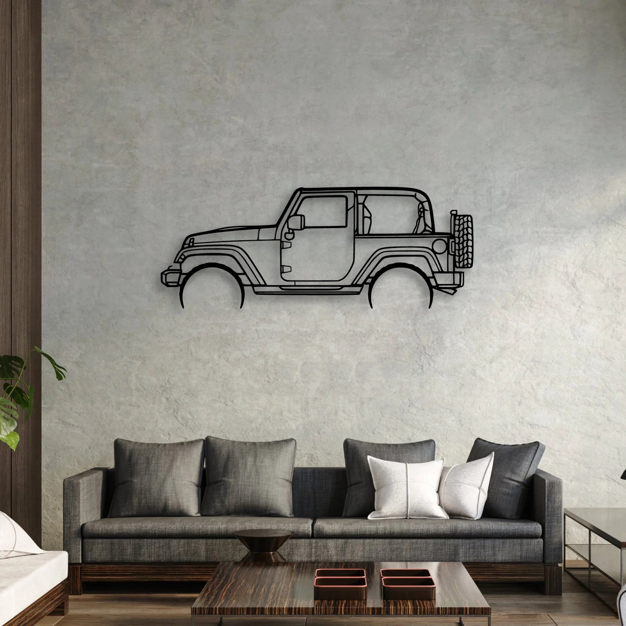 Wrangler 2 Door Classic Silhouette Metal Wall Art - Automotive Garage Decor
