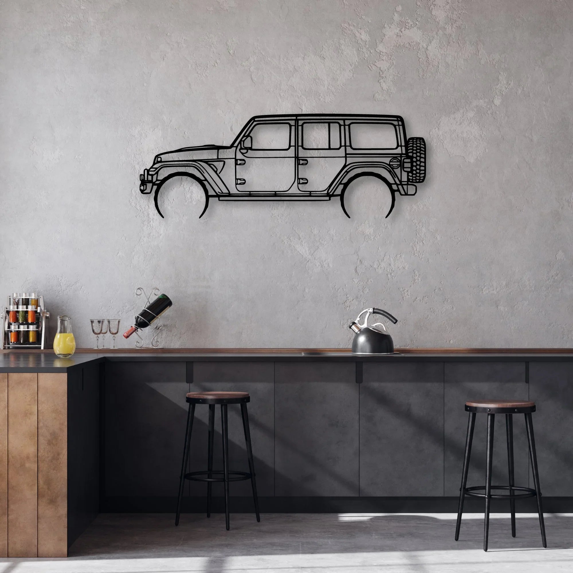 Wrangler 392 XR Classic Silhouette Metal Wall Art - Automotive Garage Decor