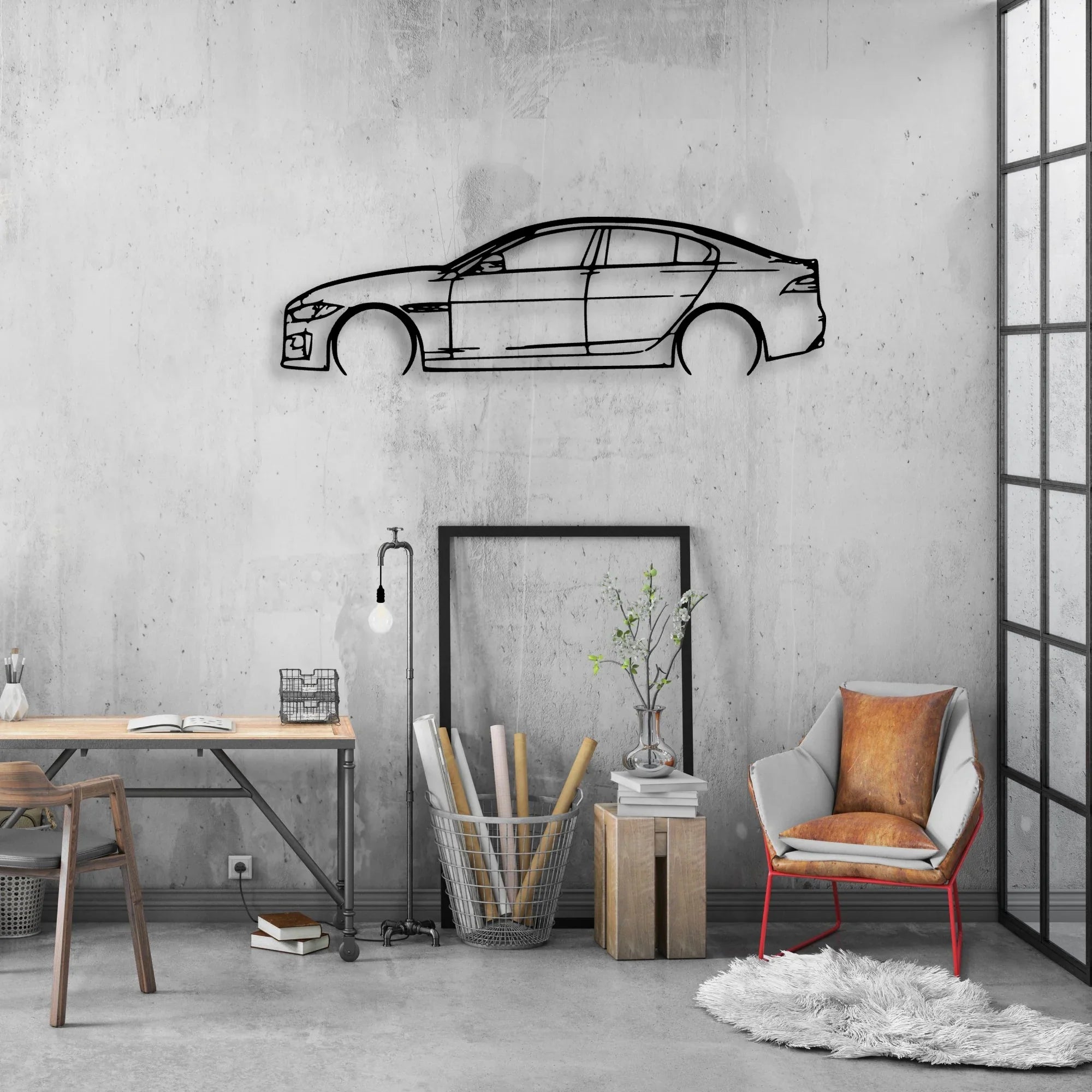 XE 2016 Classic Silhouette Metal Wall Art - Automotive Garage Decor