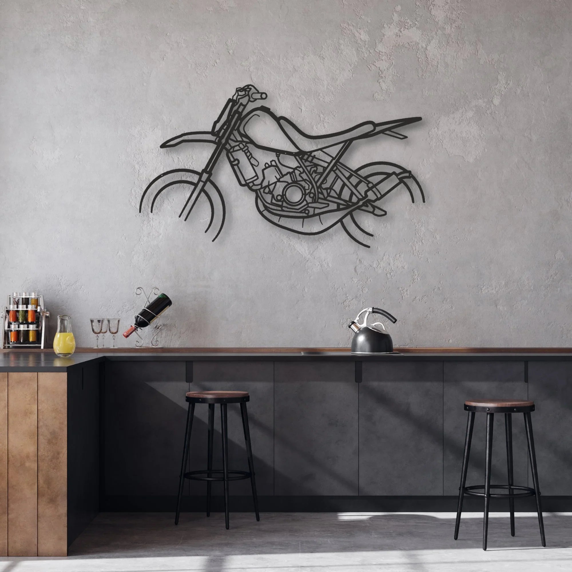Yamaha DT50 Classic Motorcycle Silhouette Metal Wall Art - Moto Garage Decor