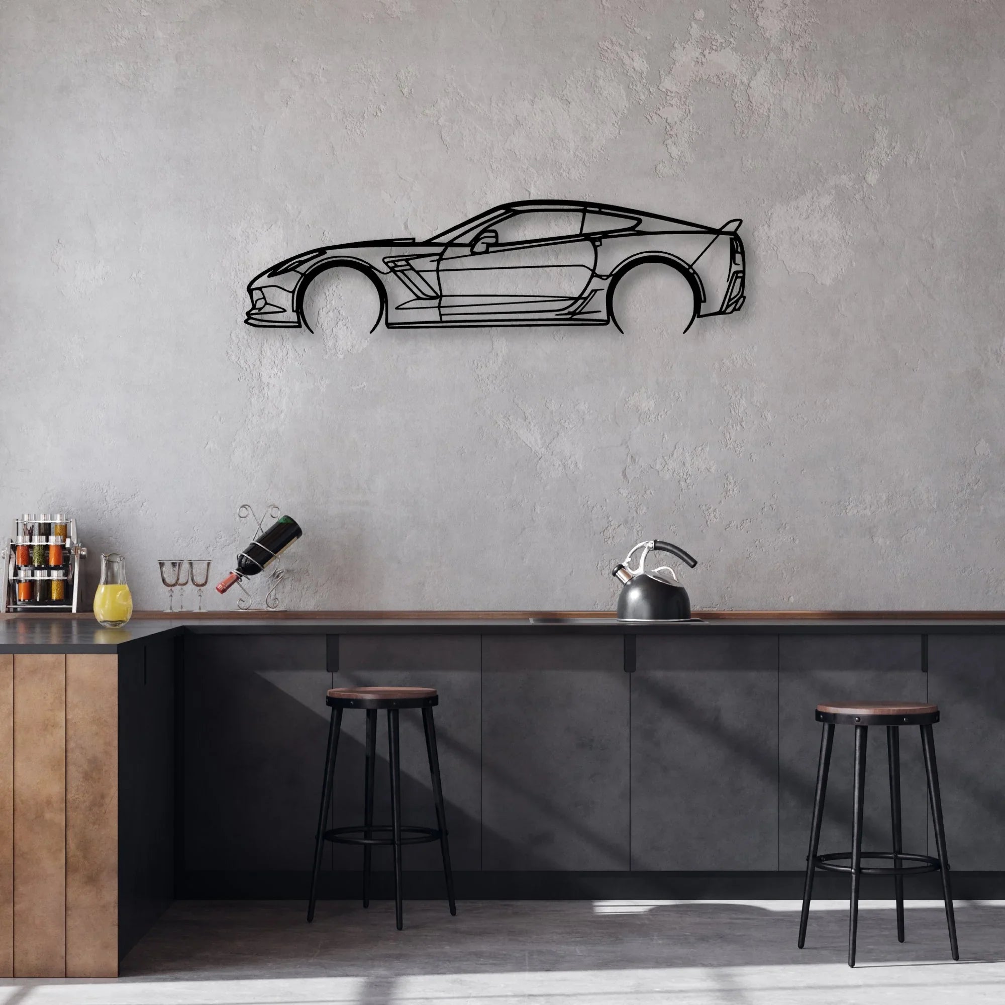 Z06 2LZ 2016 Classic Silhouette Metal Wall Art - Automotive Garage Decor
