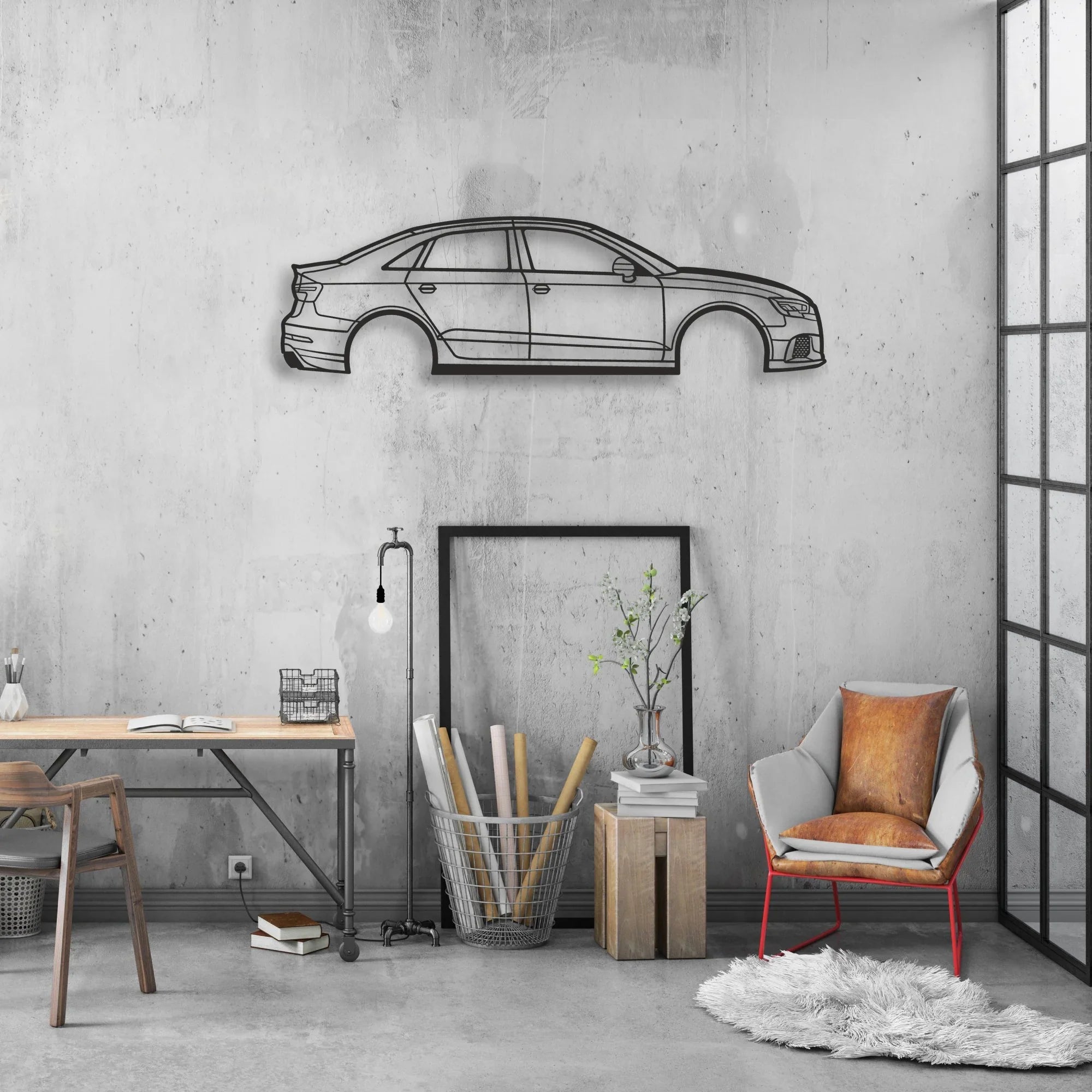 a-rs3 Classic Silhouette Metal Wall Art - Automotive Garage Decor