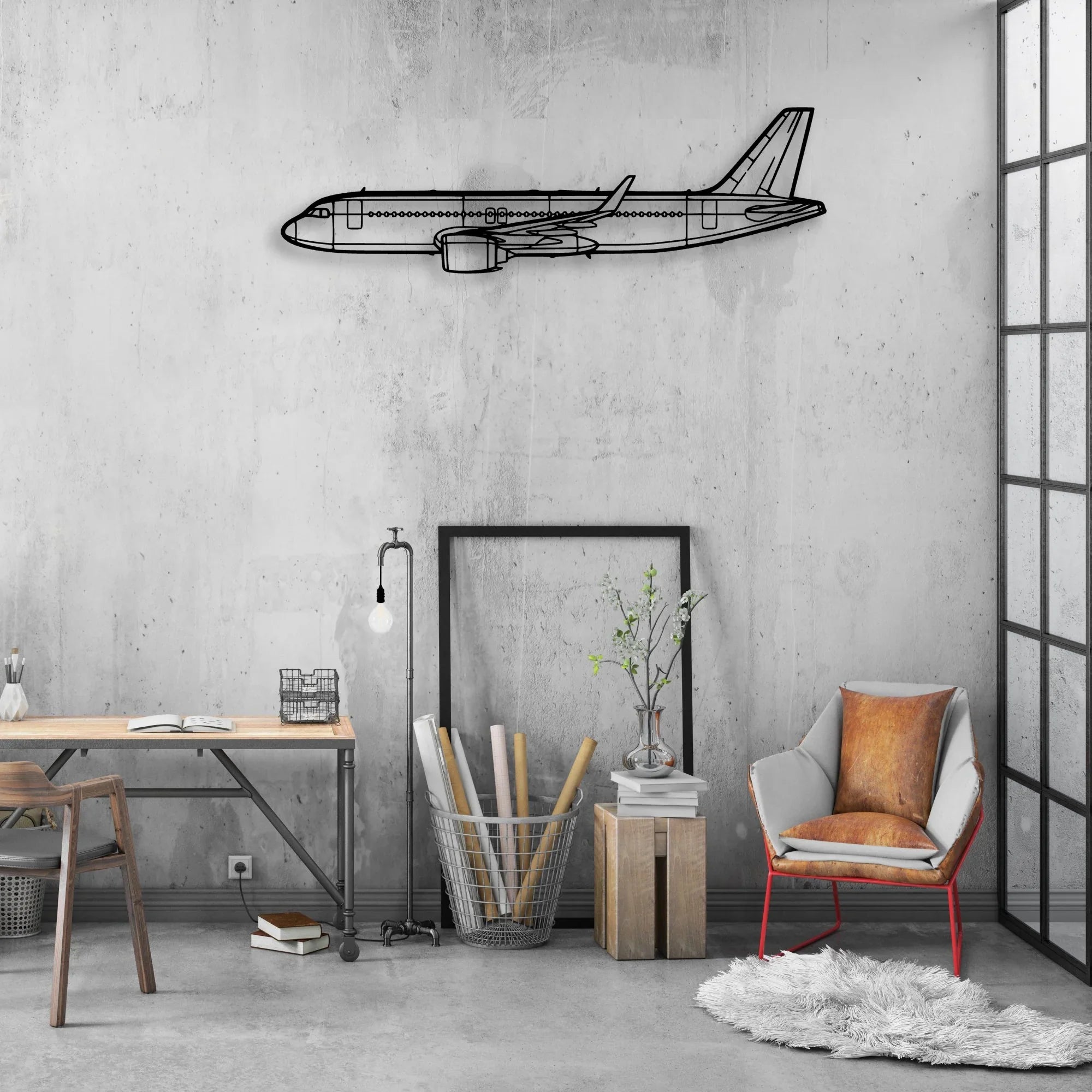 A320NEO 2 Classic Aircraft Silhouette Metal Wall Art - Aviation Hangar Decor
