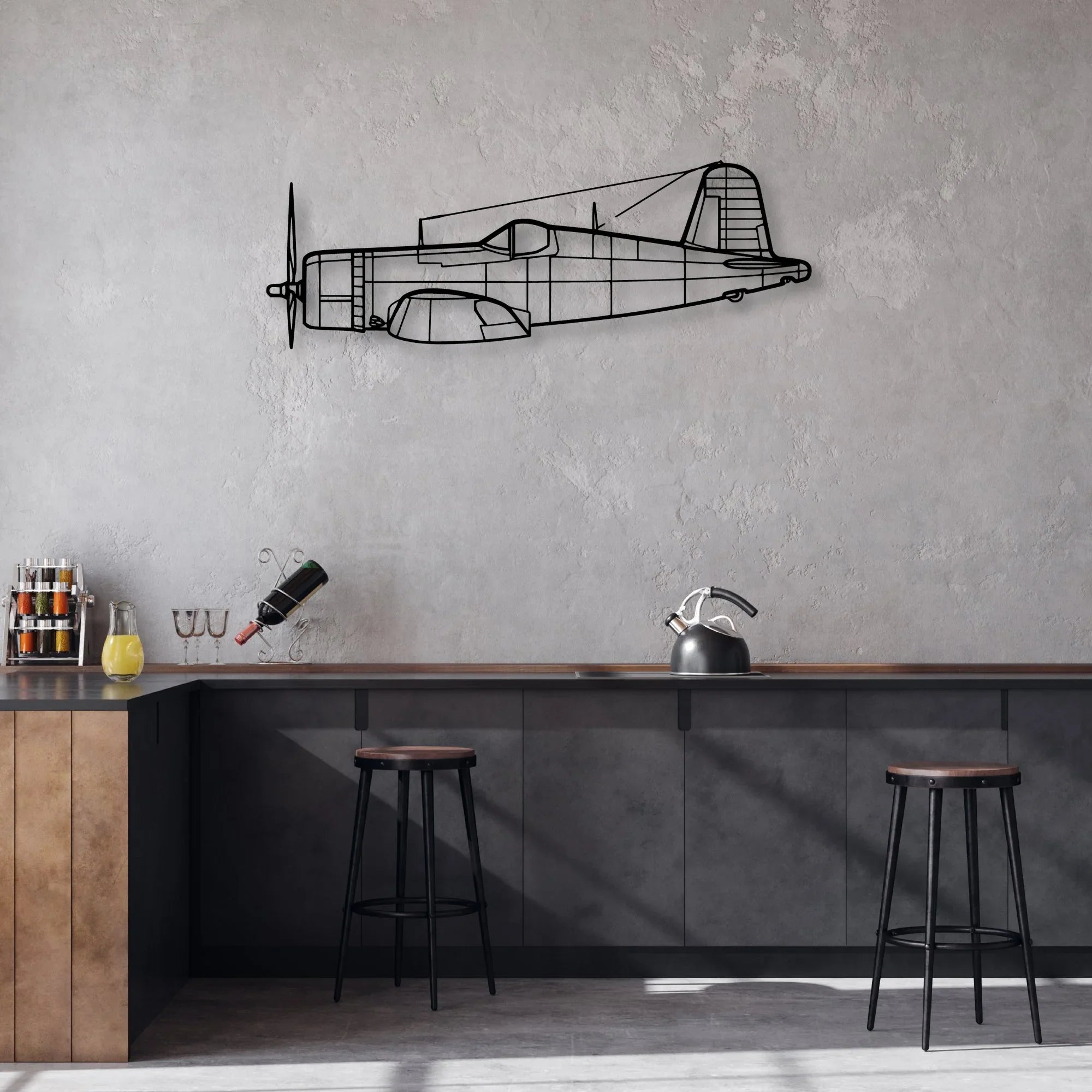 A6M2 Zero Classic Aircraft Silhouette Metal Wall Art - Aviation Hangar Decor