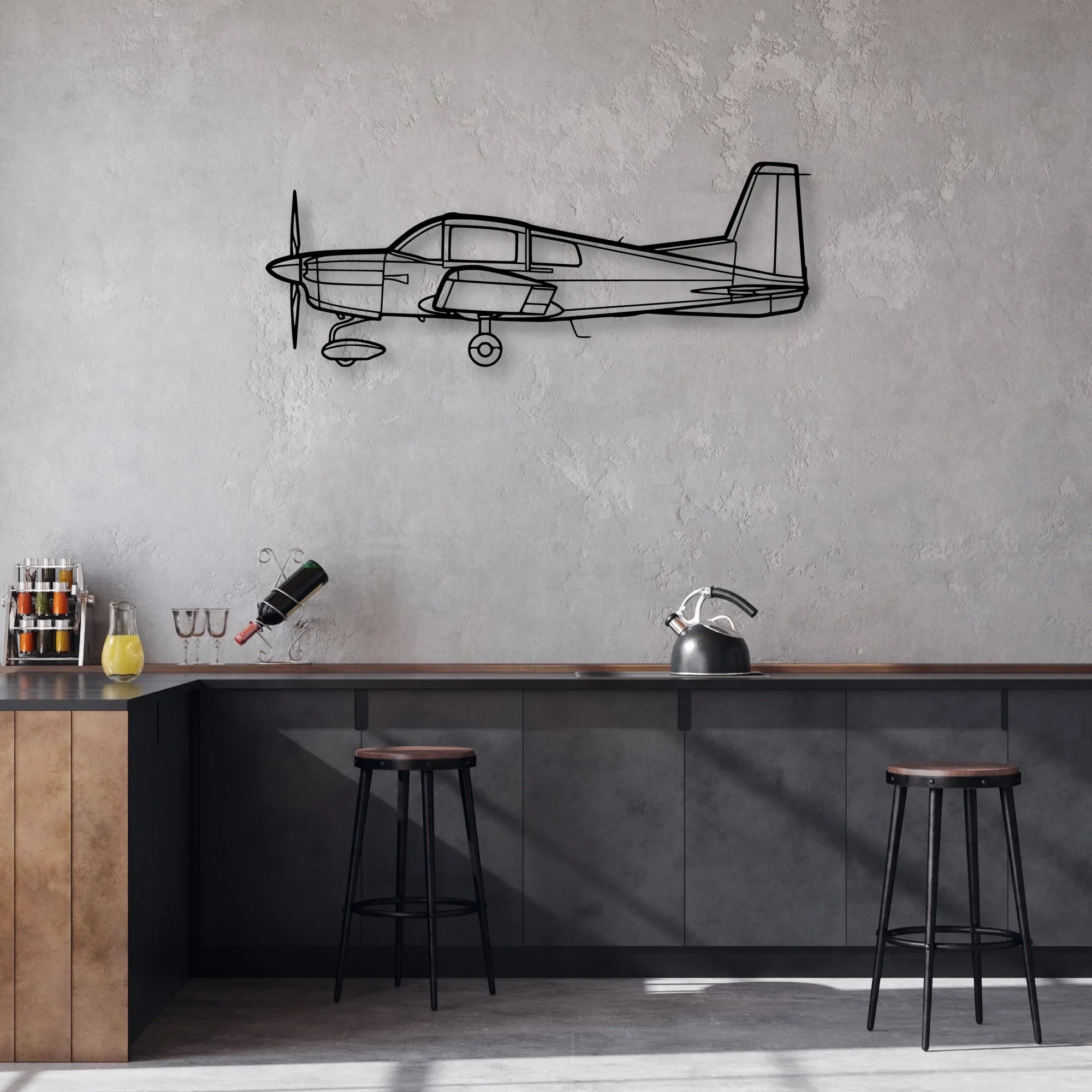 AA-5 Classic Aircraft Silhouette Metal Wall Art - Aviation Hangar Decor