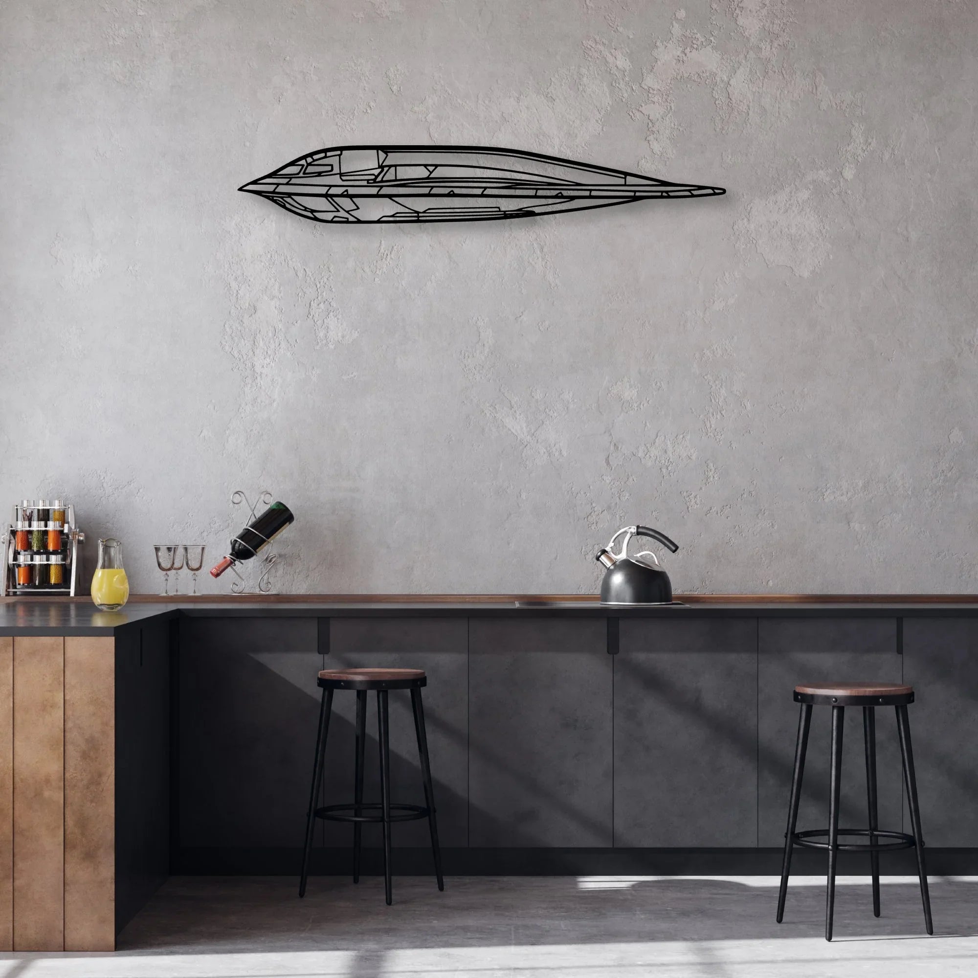 B52 Spirit Classic Aircraft Silhouette Metal Wall Art - Aviation Hangar Decor