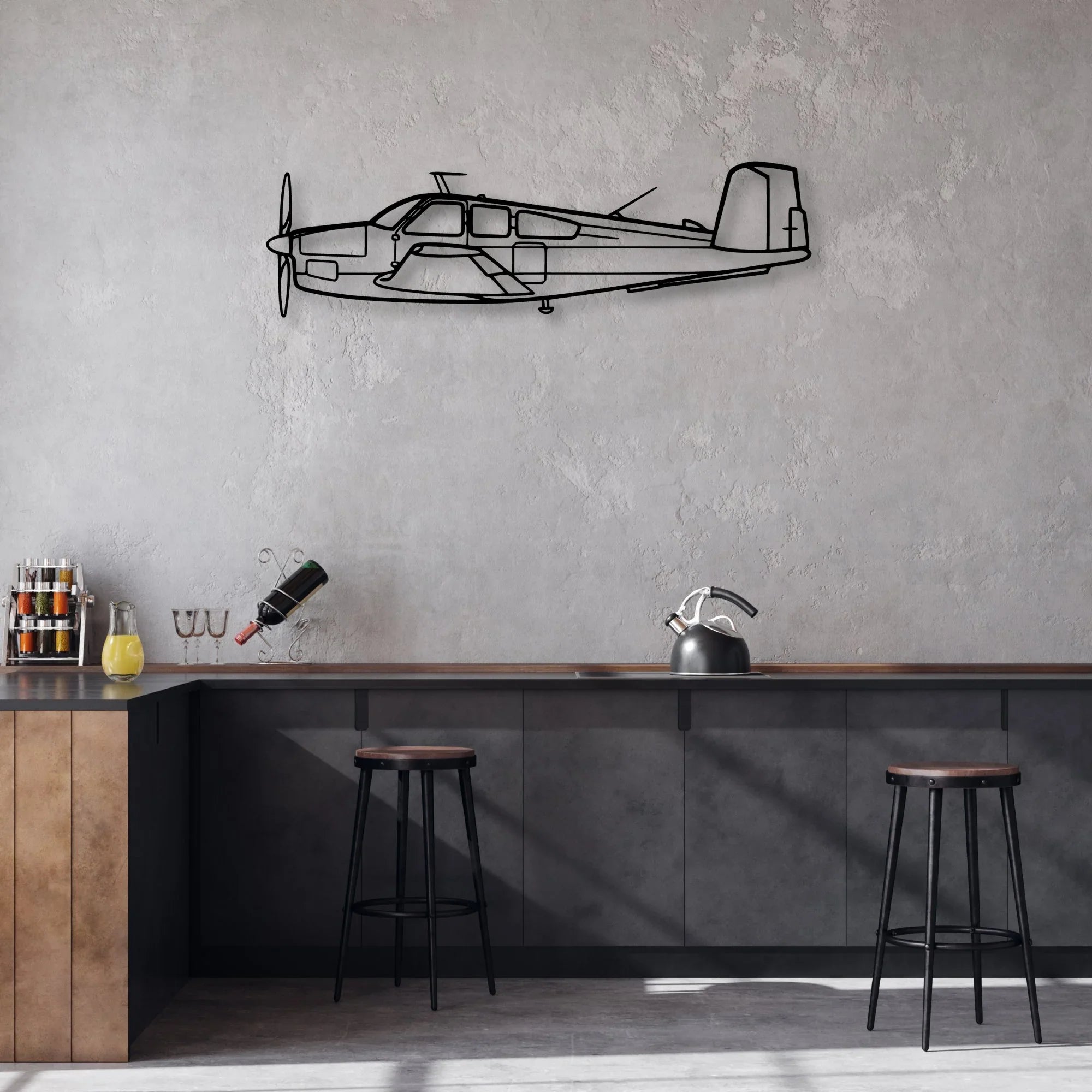 Beechcraft V35 Classic Aircraft Silhouette Metal Wall Art - Aviation Hangar Decor