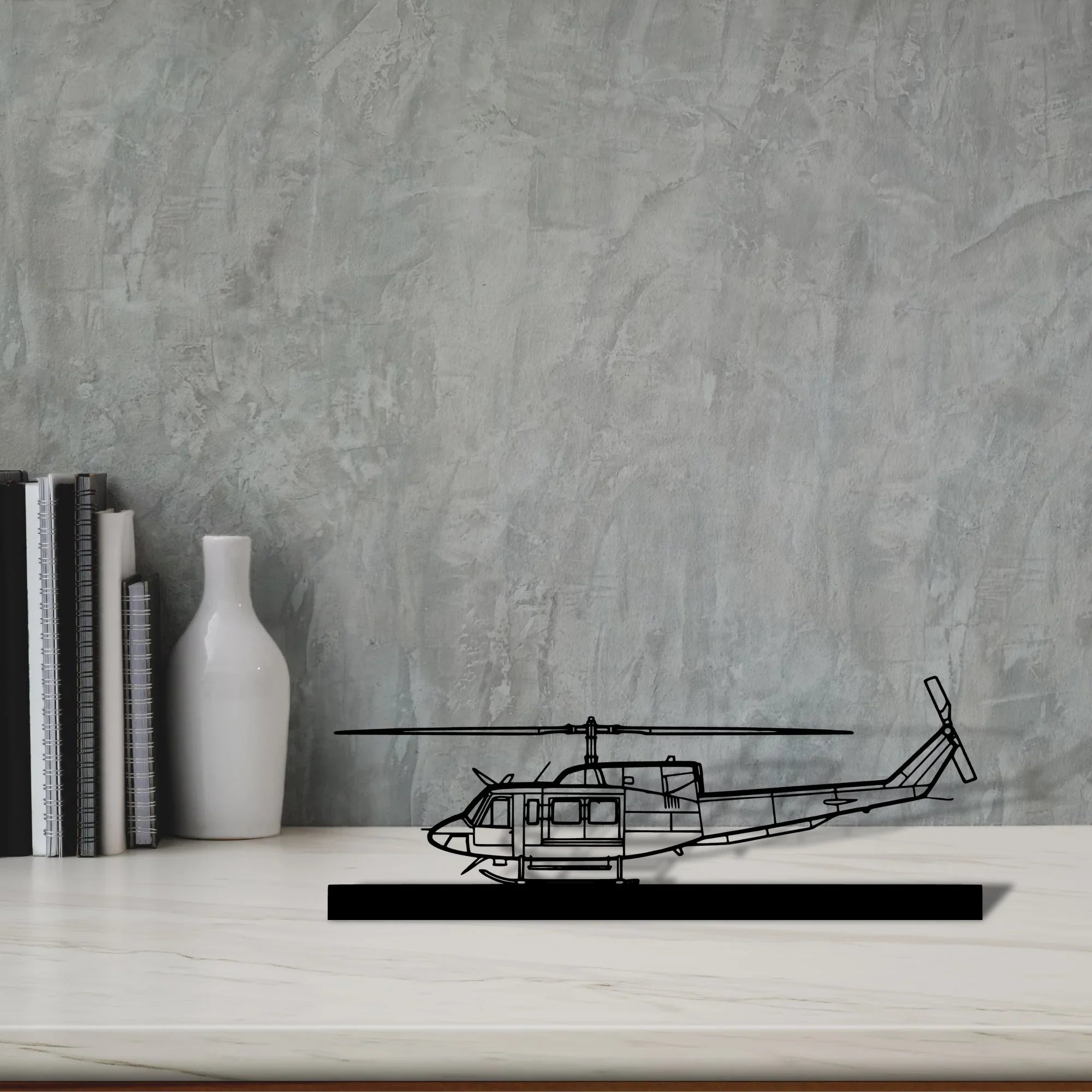 bell-212-sentry Silhouette Metal Art Stand - Turbo Silhouette
