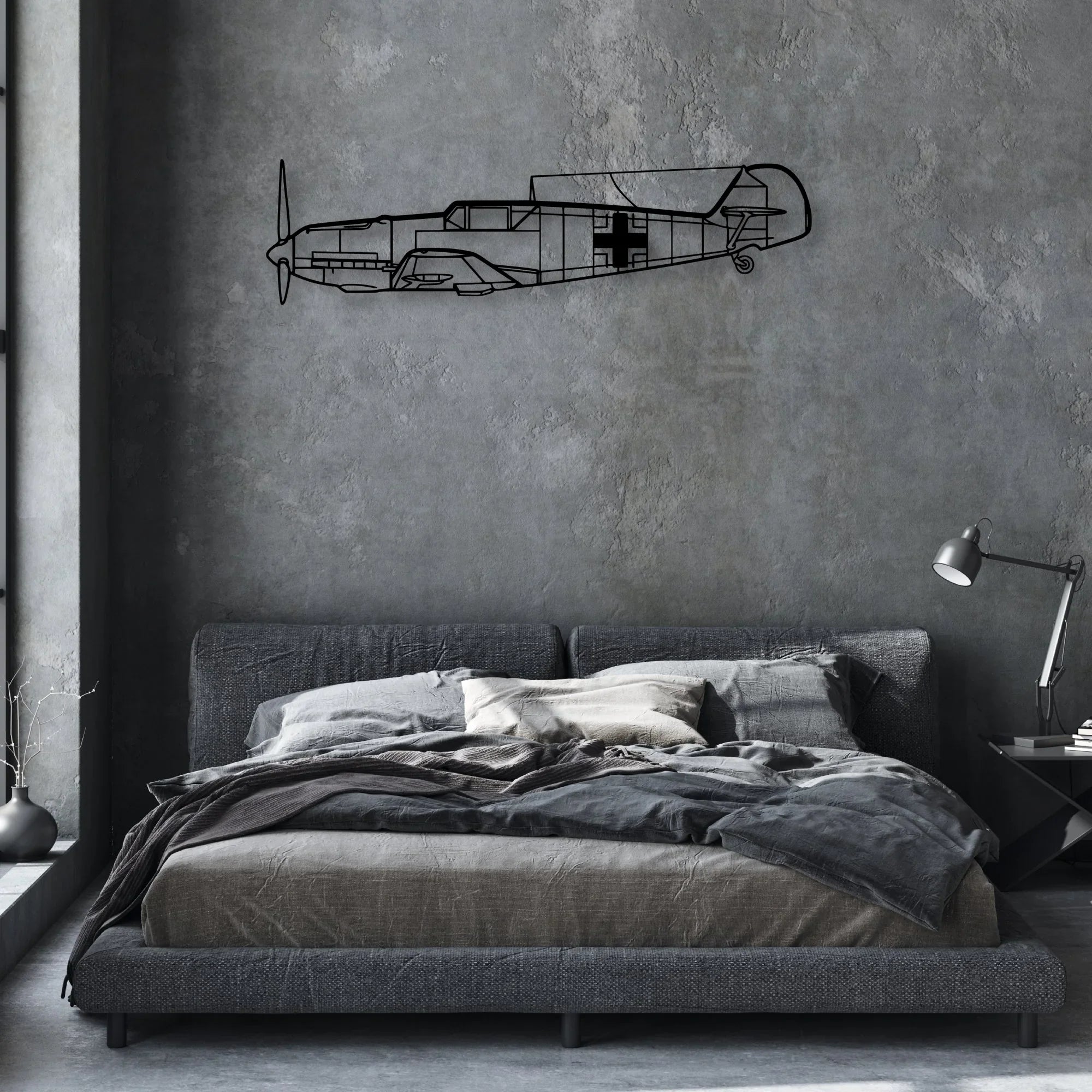 BF109 3 Classic Aircraft Silhouette Metal Wall Art - Aviation Hangar Decor