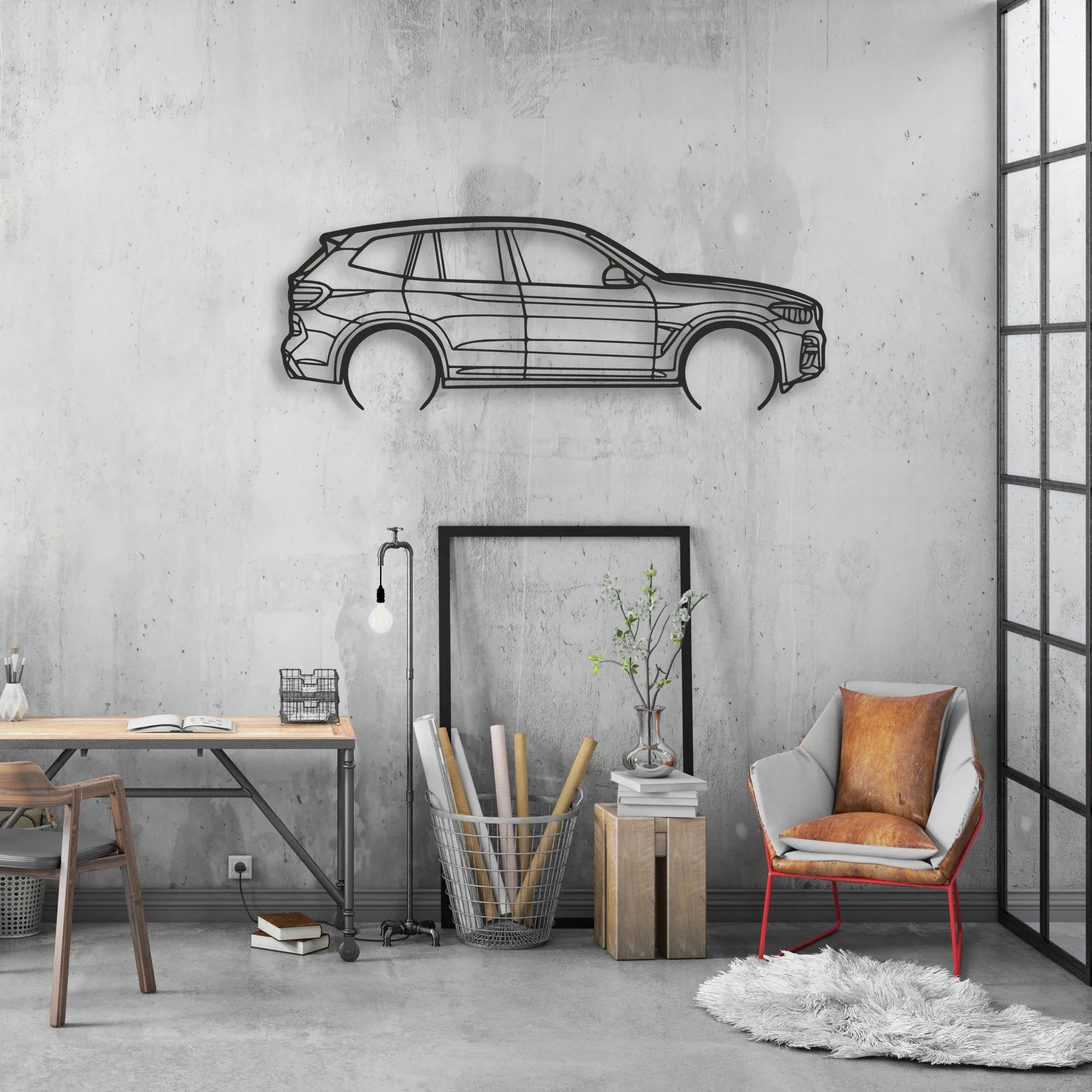 bmw x3 Classic Silhouette Metal Wall Art - Automotive Garage Decor