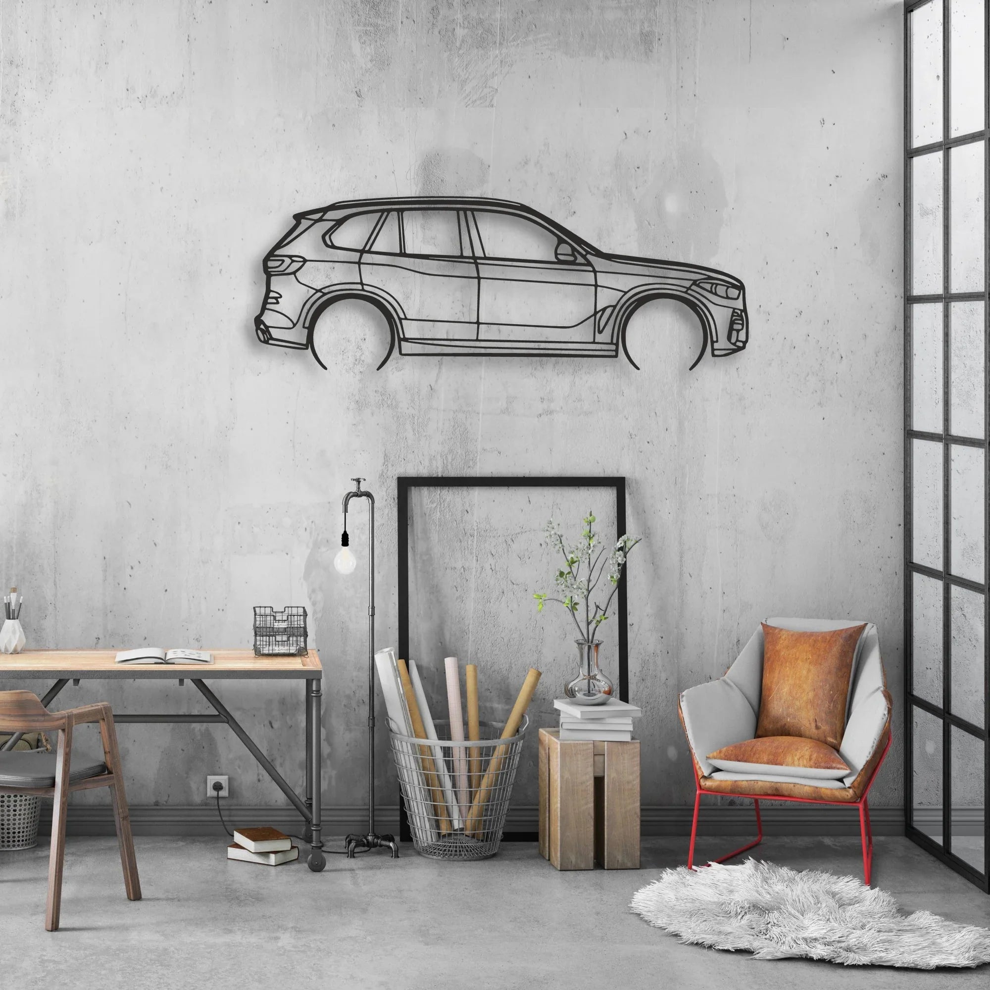 bmw x5 Classic Silhouette Metal Wall Art - Automotive Garage Decor