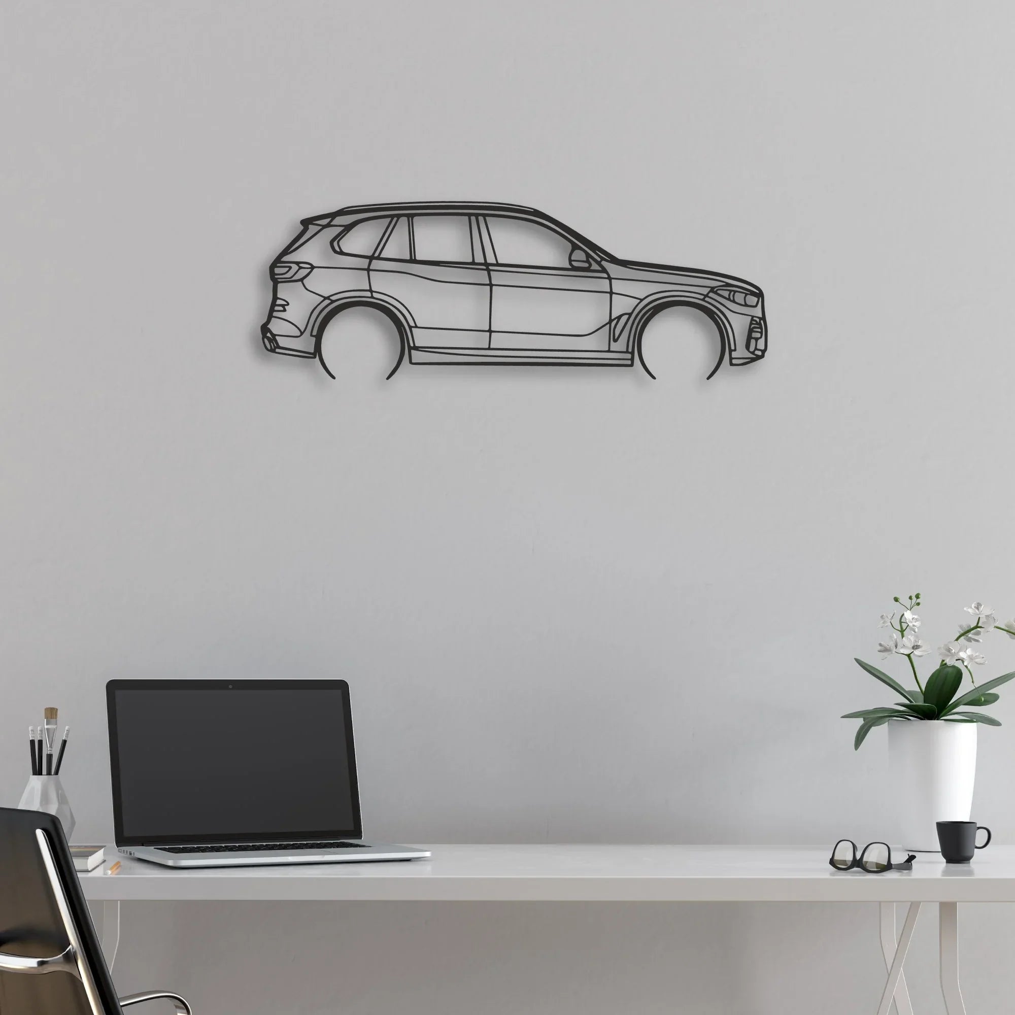 bmw x5 Classic Silhouette Metal Wall Art - Automotive Garage Decor