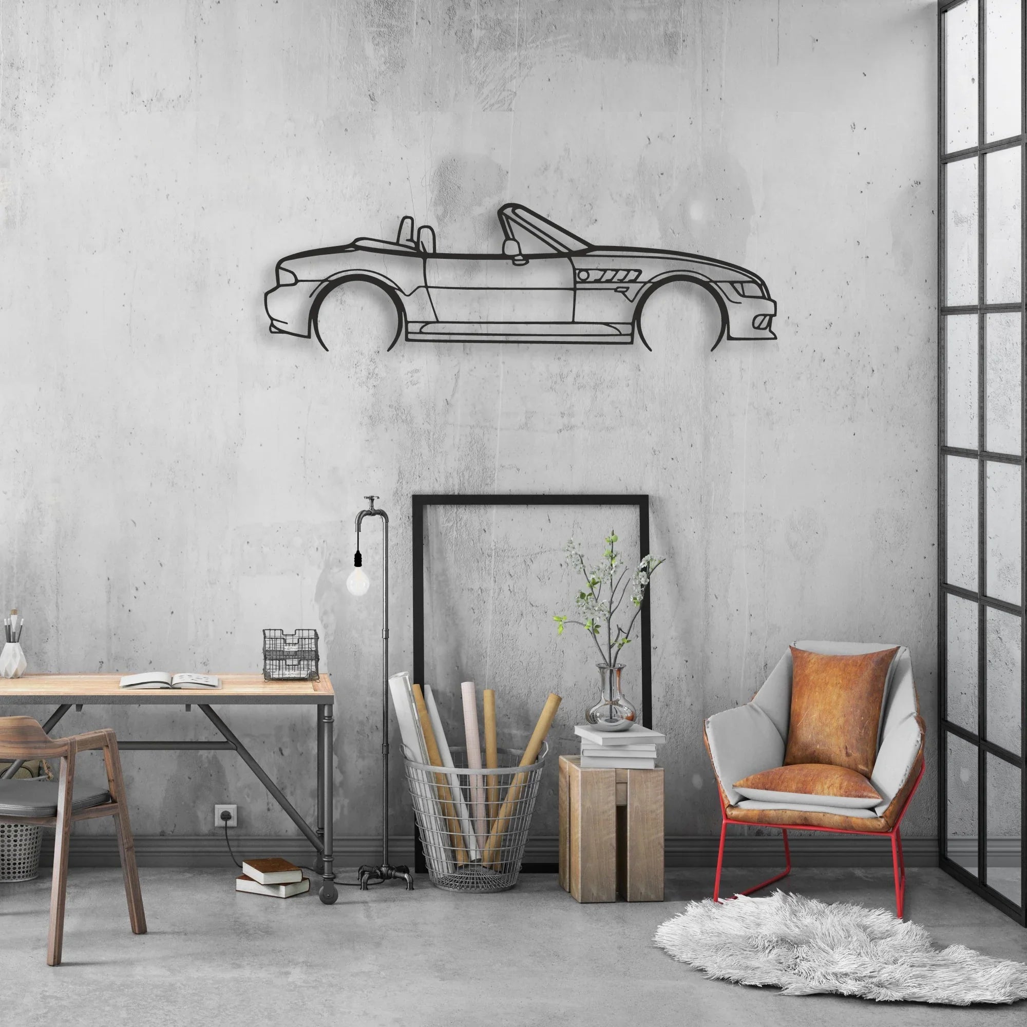 bmw z3 Classic Silhouette Metal Wall Art - Automotive Garage Decor