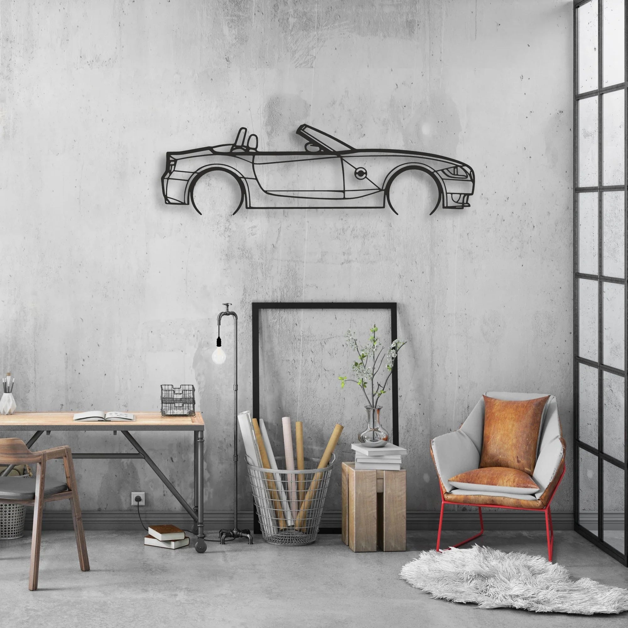 bmw z4m roadster Classic Silhouette Metal Wall Art - Automotive Garage Decor