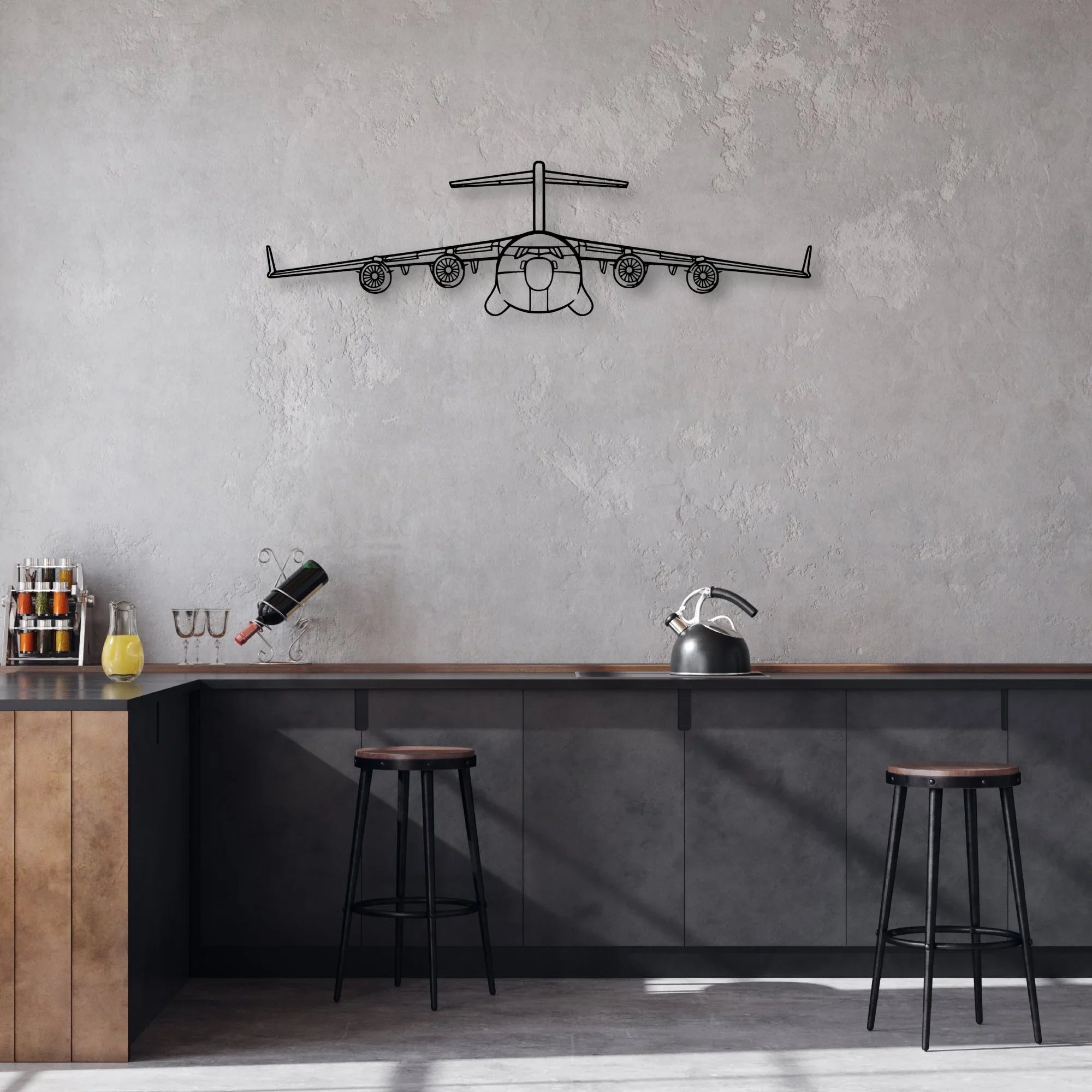 Boeing C17 Classic Aircraft Silhouette Metal Wall Art - Aviation Hangar Decor