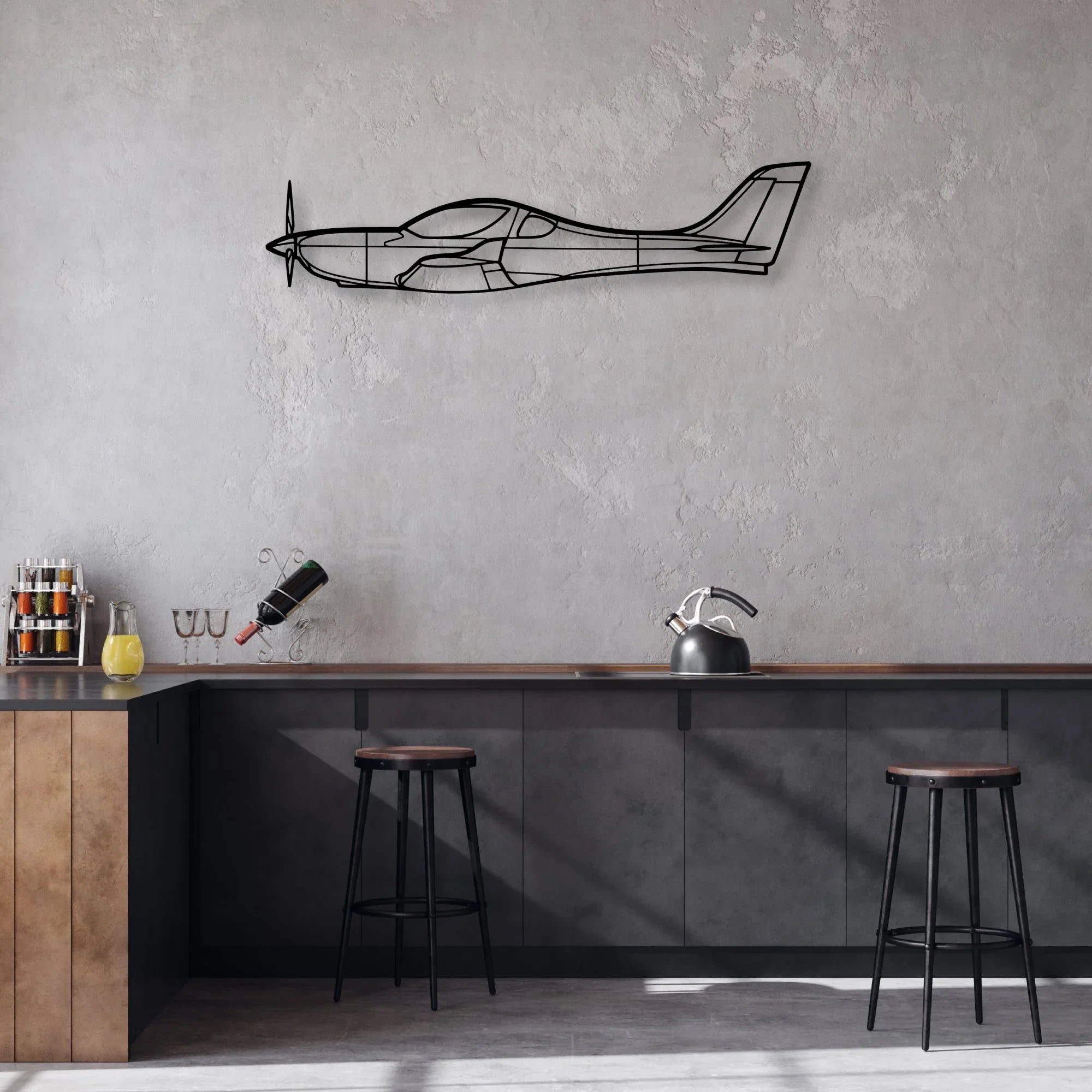 C42B 3 Classic Aircraft Silhouette Metal Wall Art - Aviation Hangar Decor