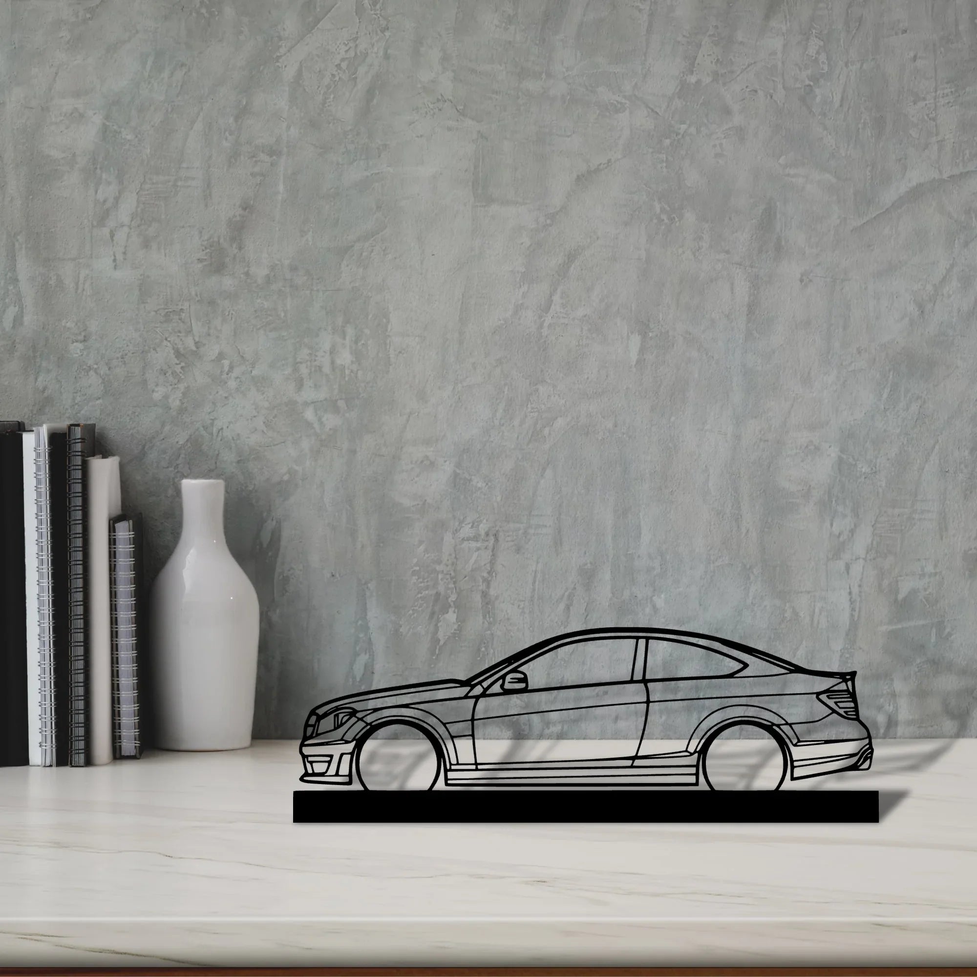 c63-amg Silhouette Metal Art Stand - Turbo Silhouette