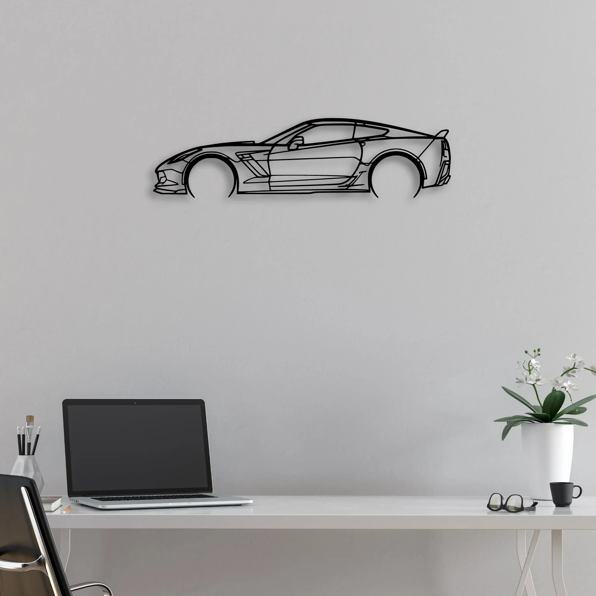 c7 z06 Classic Silhouette Metal Wall Art - Automotive Garage Decor