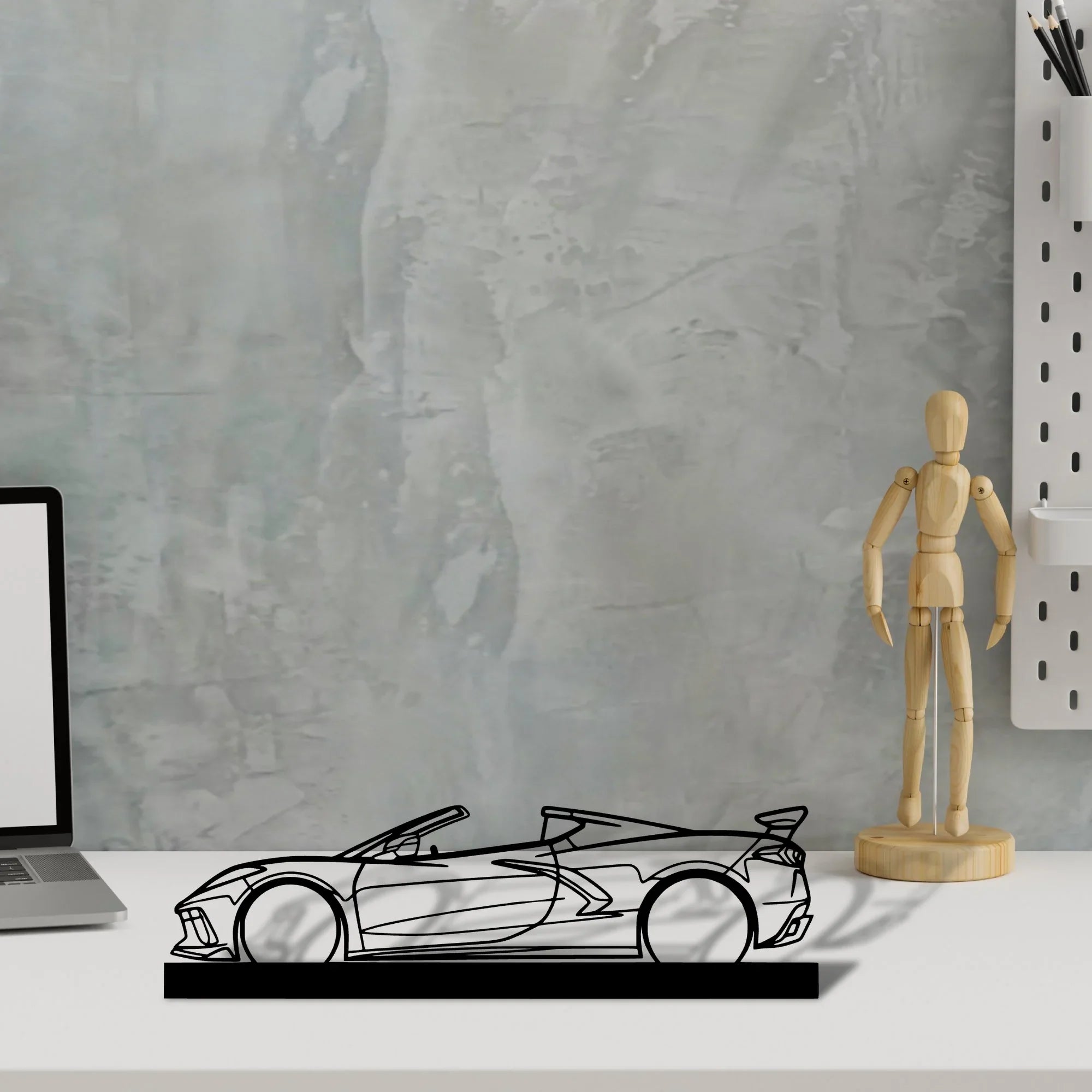 c8-convertible Silhouette Metal Art Stand - Turbo Silhouette
