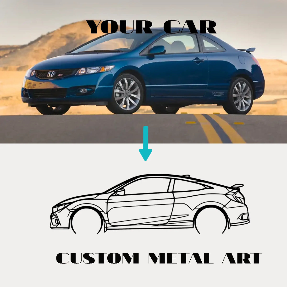 Your Custom Car Silhouette Metal Wall Art Service