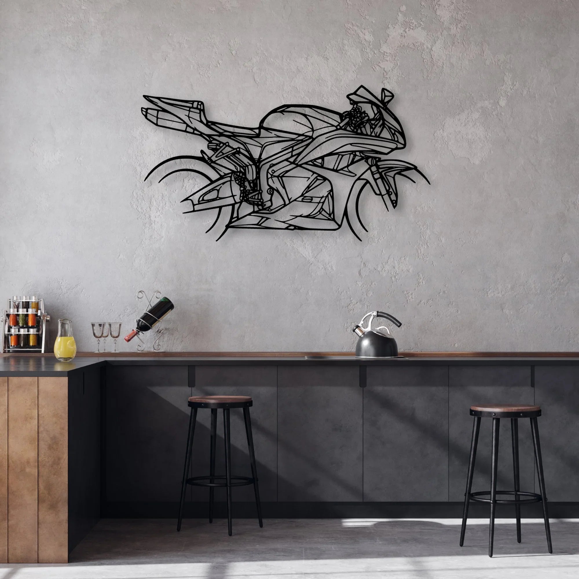 CBR 600RR 2009 Classic Motorcycle Silhouette Metal Wall Art - Moto Garage Decor