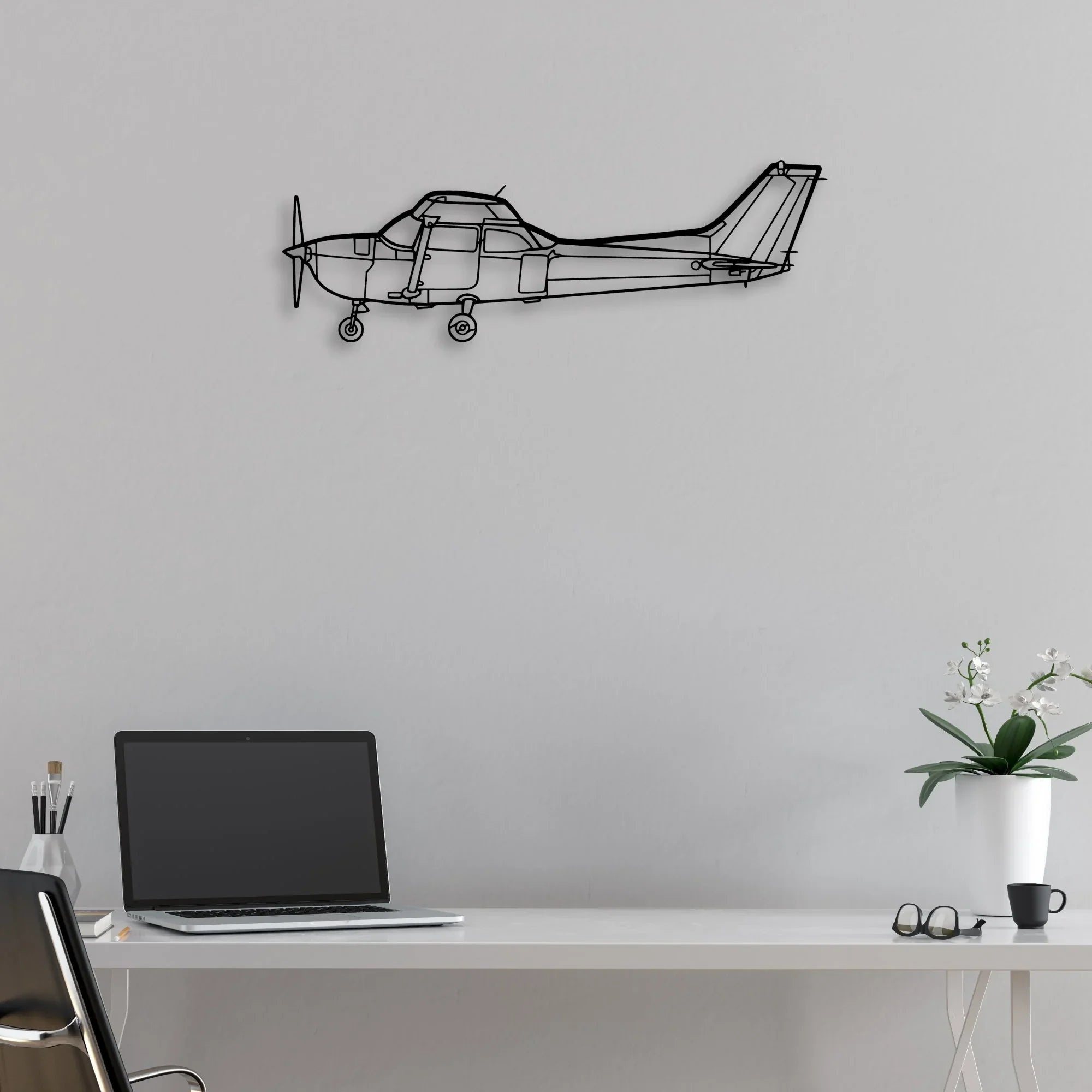 Cesna 172 Classic Aircraft Silhouette Metal Wall Art - Aviation Hangar Decor