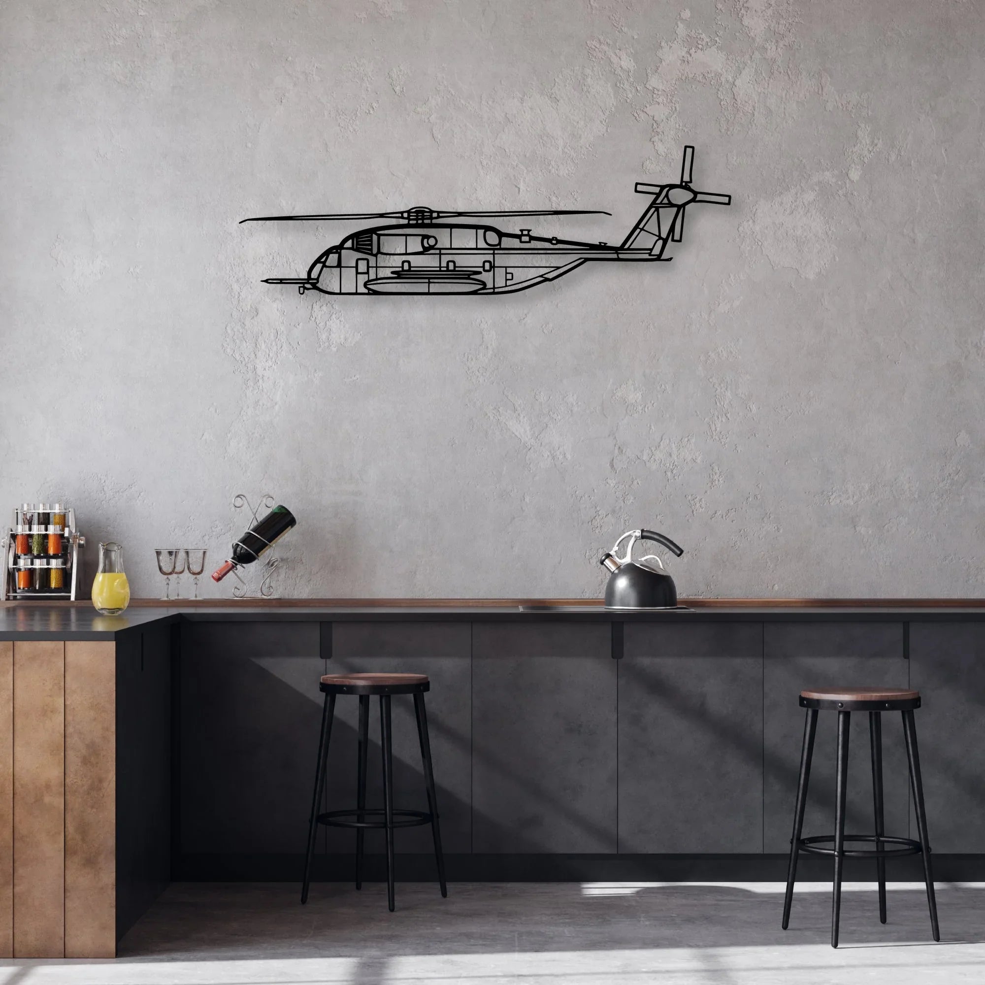 CH-53E Super Stallion Classic Aircraft Silhouette Metal Wall Art - Aviation Hangar Decor