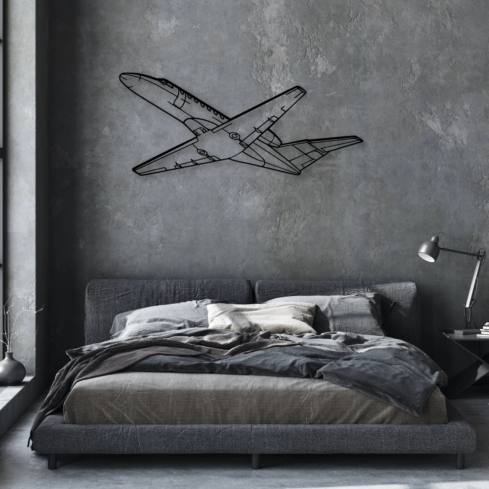 CJ3 Classic Aircraft Silhouette Metal Wall Art - Aviation Hangar Decor