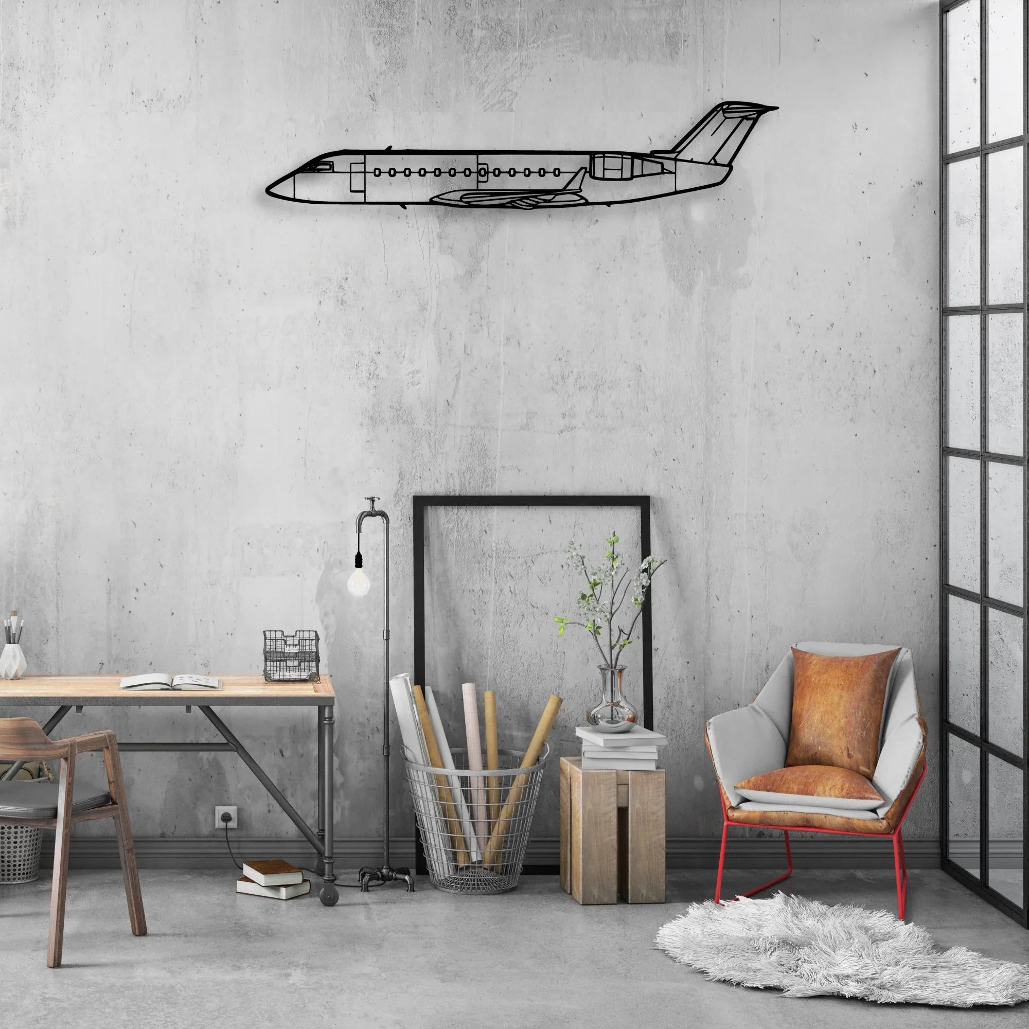 CRJ200 Classic Aircraft Silhouette Metal Wall Art - Aviation Hangar Decor