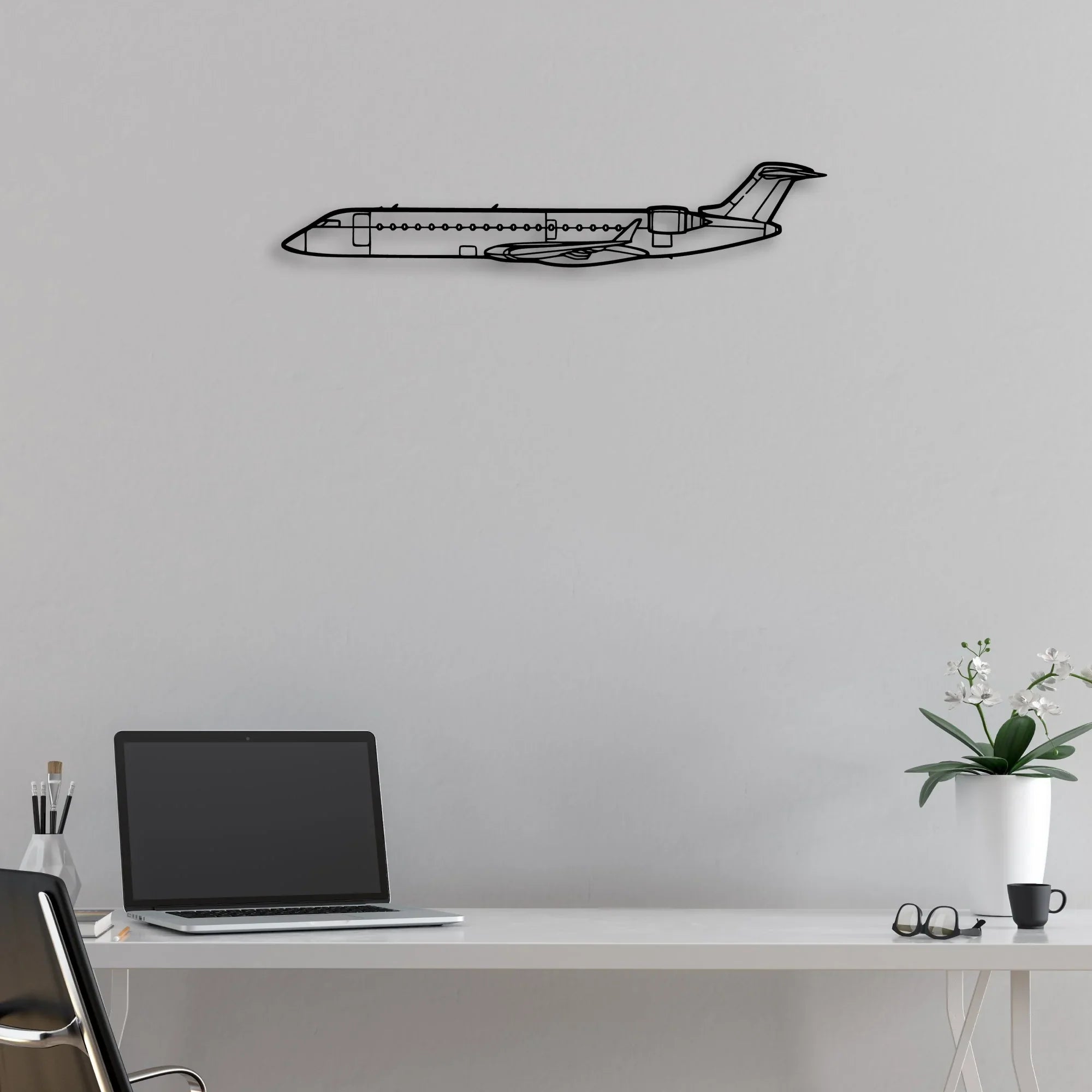 CRJ700 2 Classic Aircraft Silhouette Metal Wall Art - Aviation Hangar Decor
