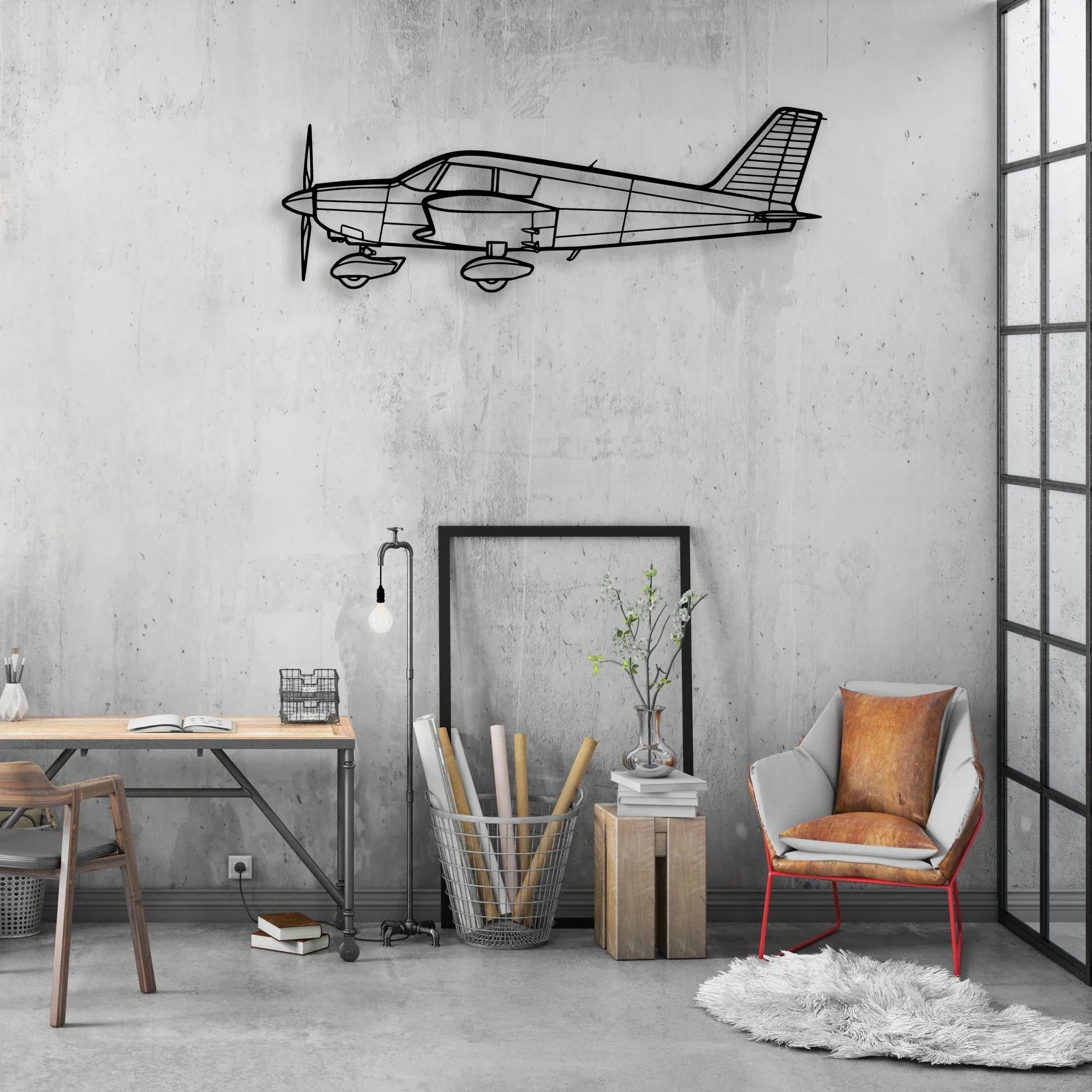DA40 Classic Aircraft Silhouette Metal Wall Art - Aviation Hangar Decor