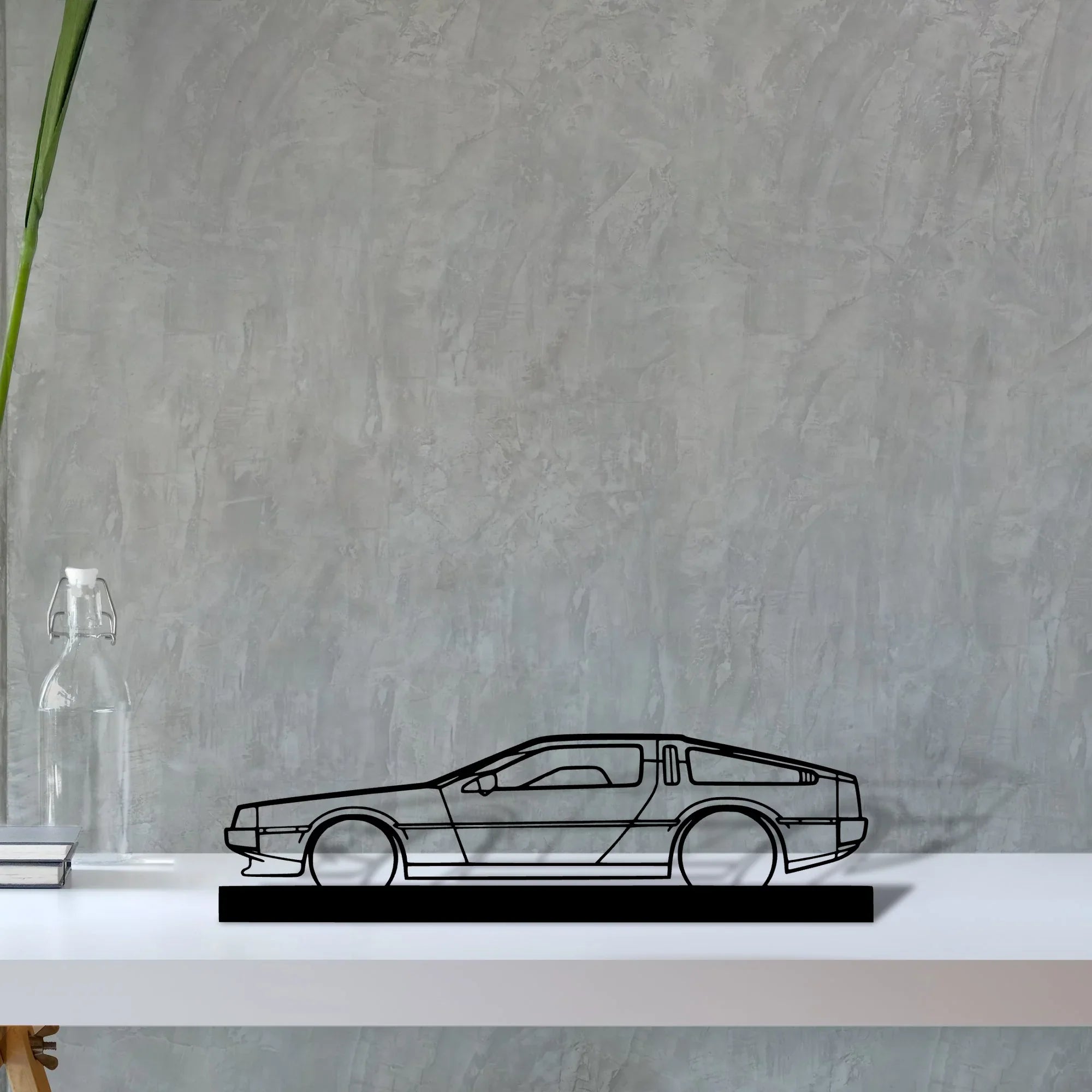 delorean Silhouette Metal Art Stand - Turbo Silhouette