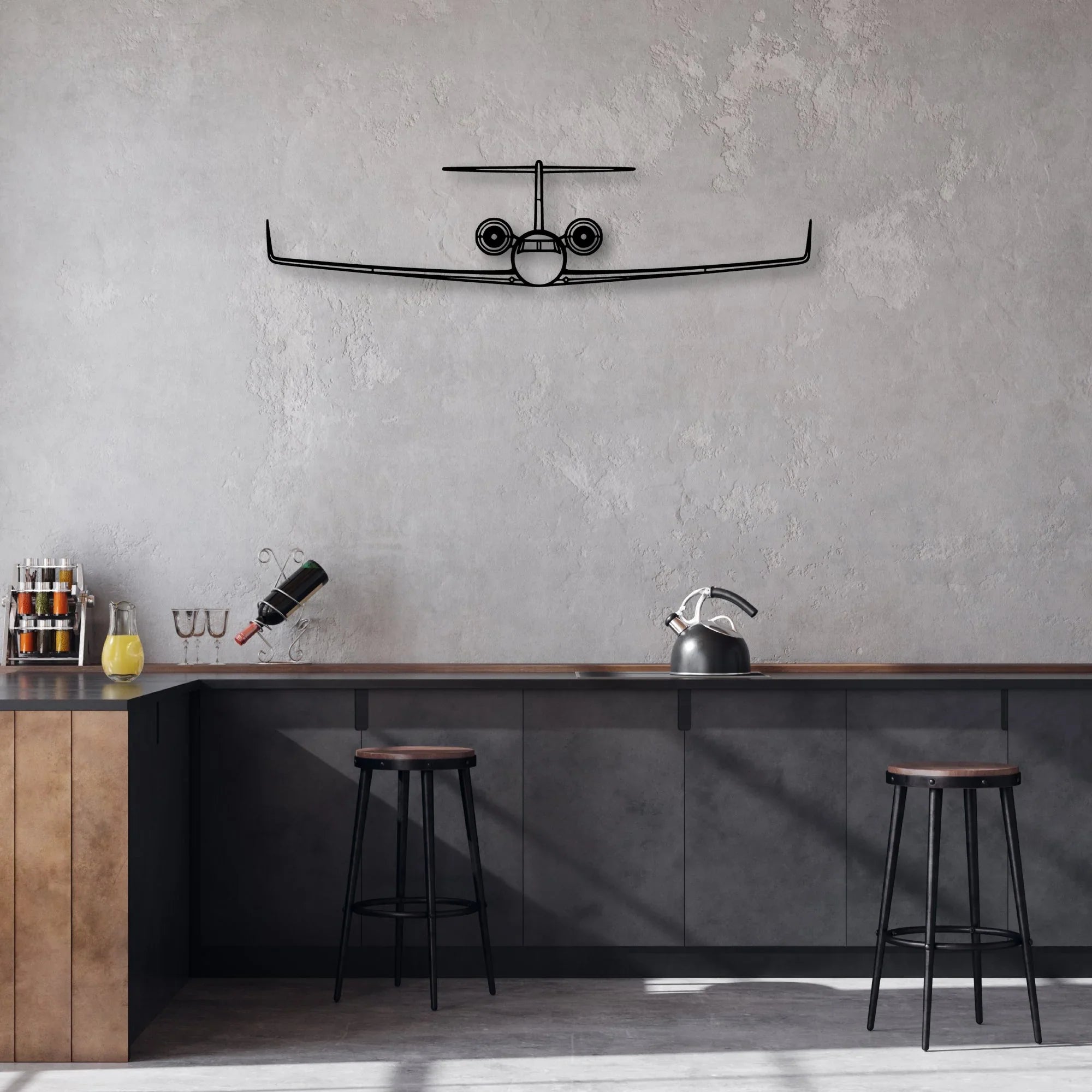 E-2C Hawkeye Classic Aircraft Silhouette Metal Wall Art - Aviation Hangar Decor