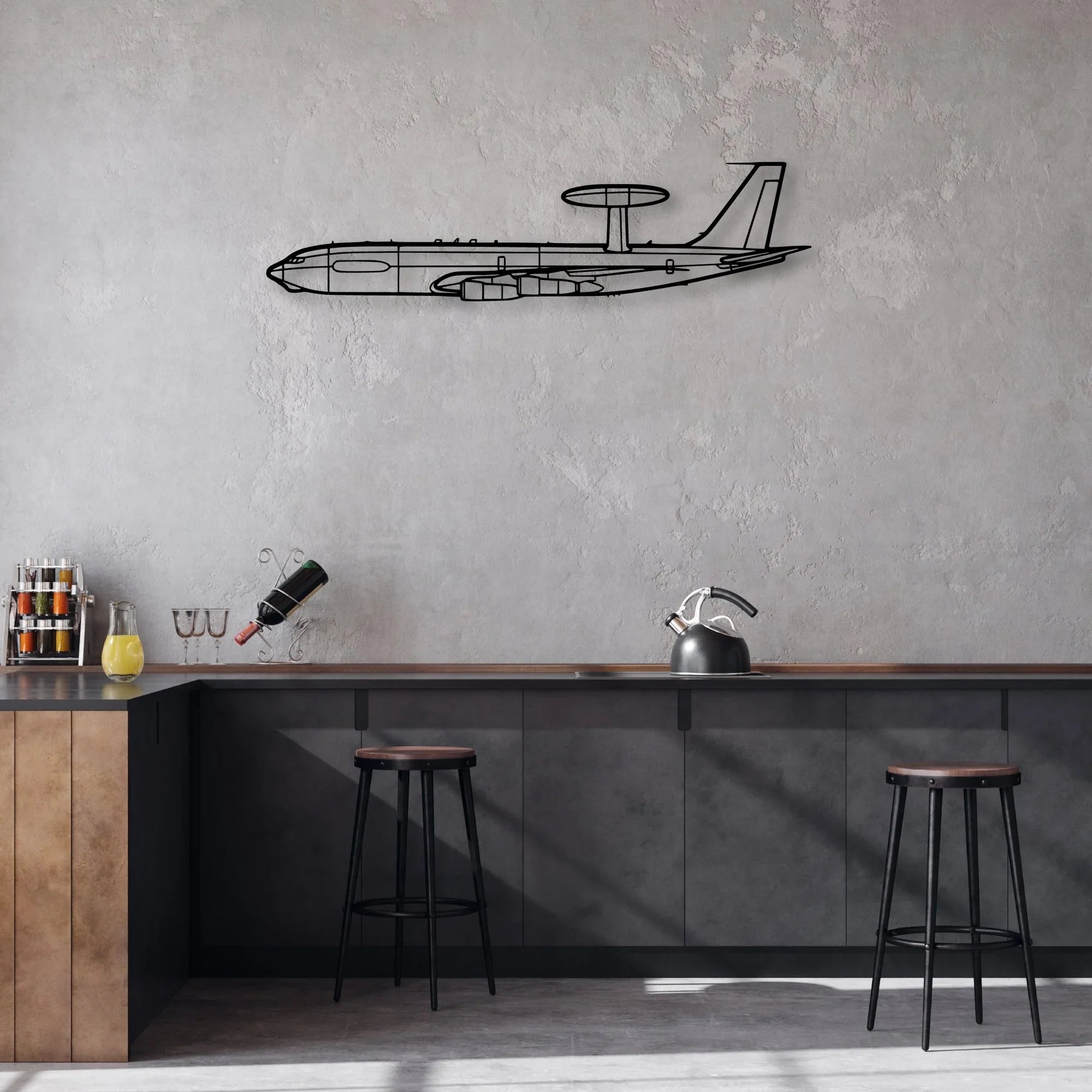 E-3C Sentry Classic Aircraft Silhouette Metal Wall Art - Aviation Hangar Decor