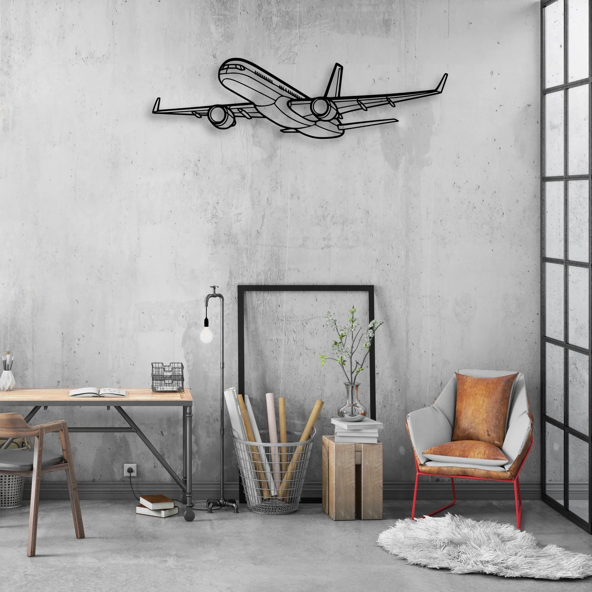 E175 Classic Aircraft Silhouette Metal Wall Art - Aviation Hangar Decor